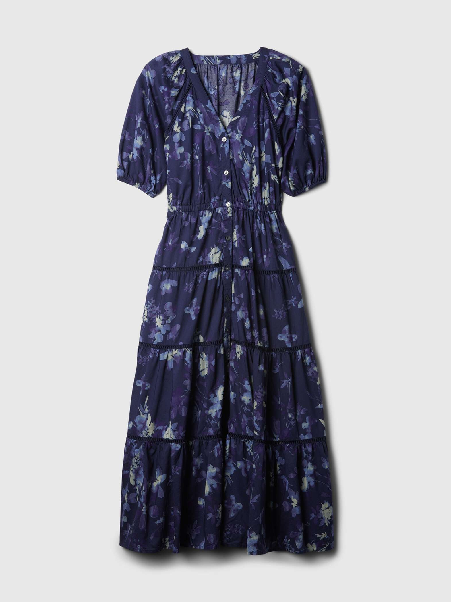 Vestito lungo chemisier a balze_5