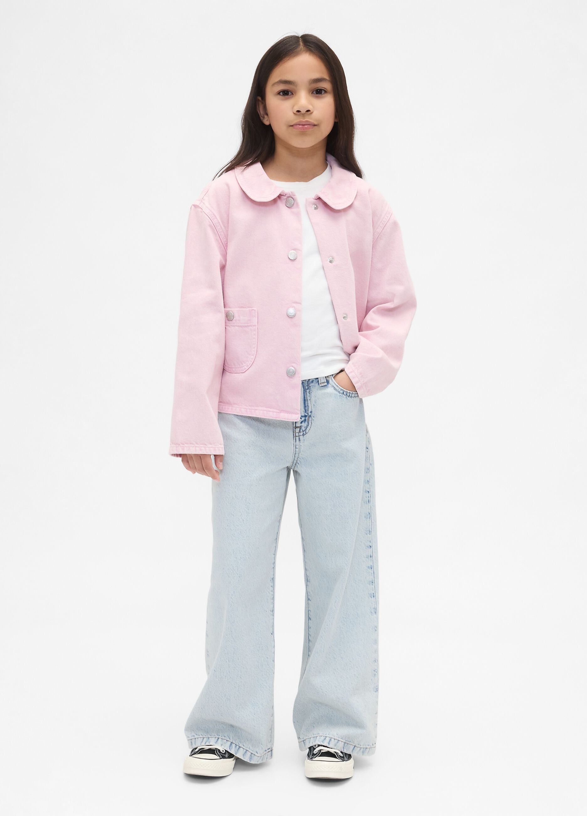 Wide-leg denim trousers