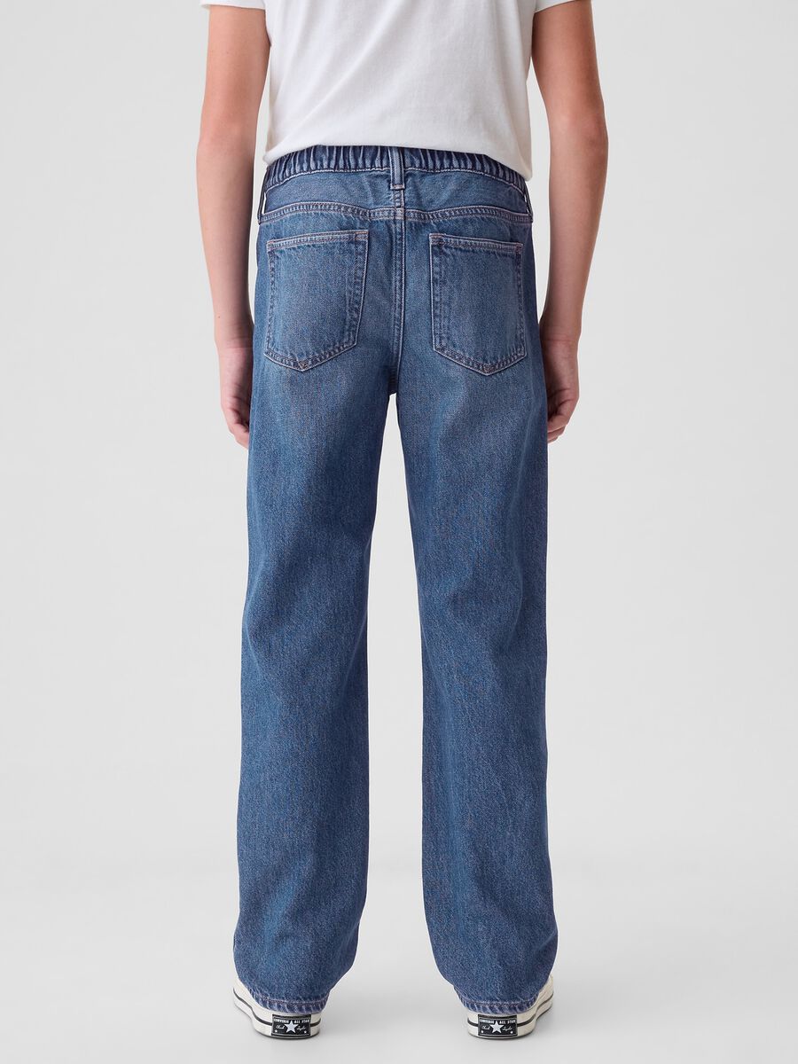 Joggers in denim con coulisse e tasche Bambino_2