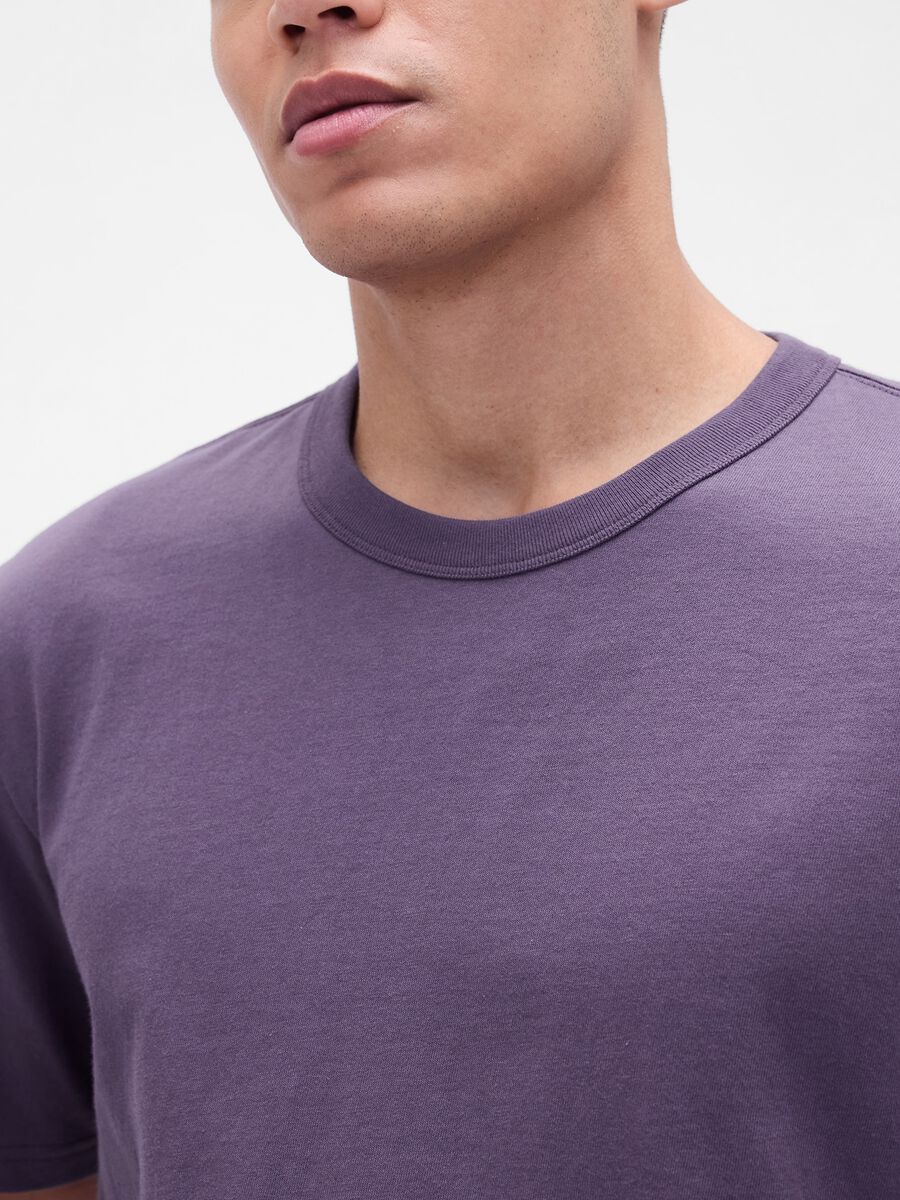 Purple short-sleeve cotton T-shirt Man_3