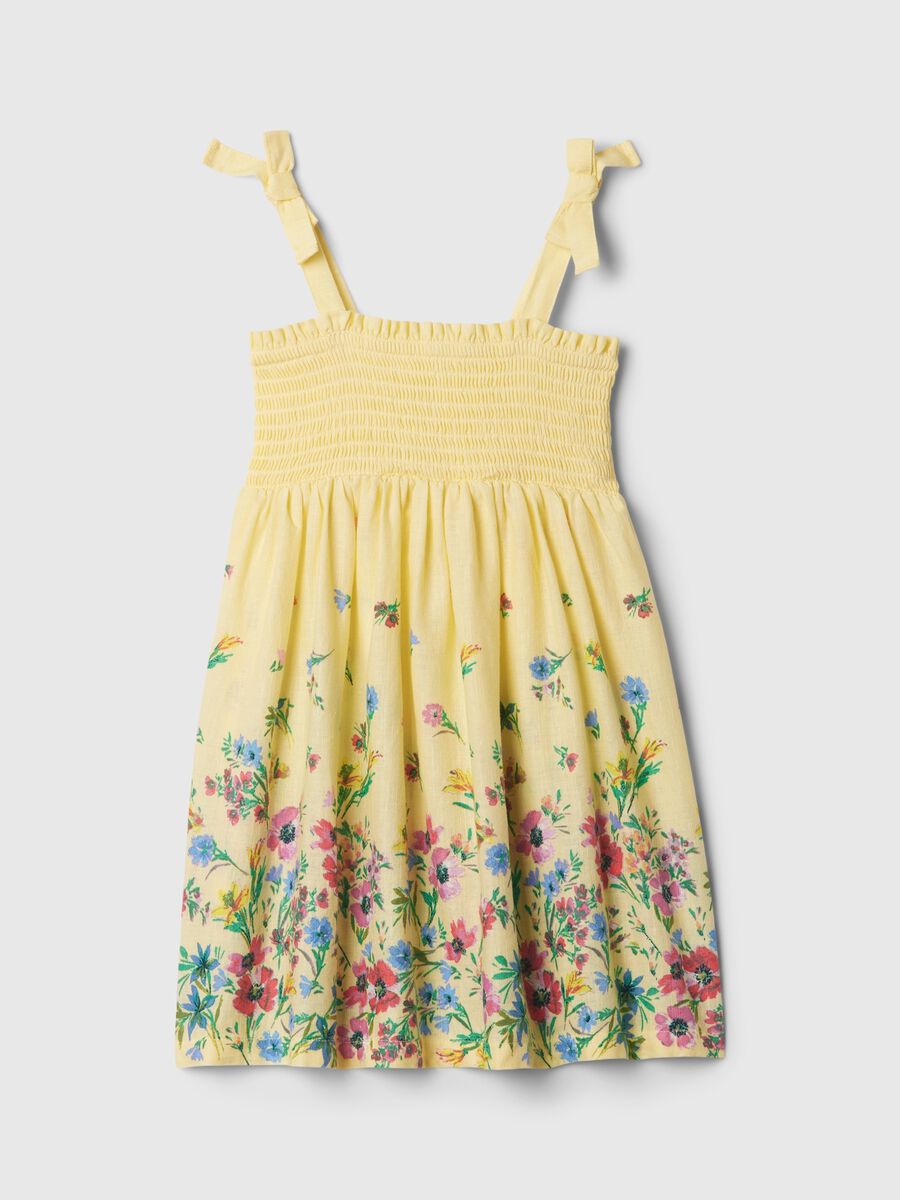 Dress with floral top in smock stitch Girl_0