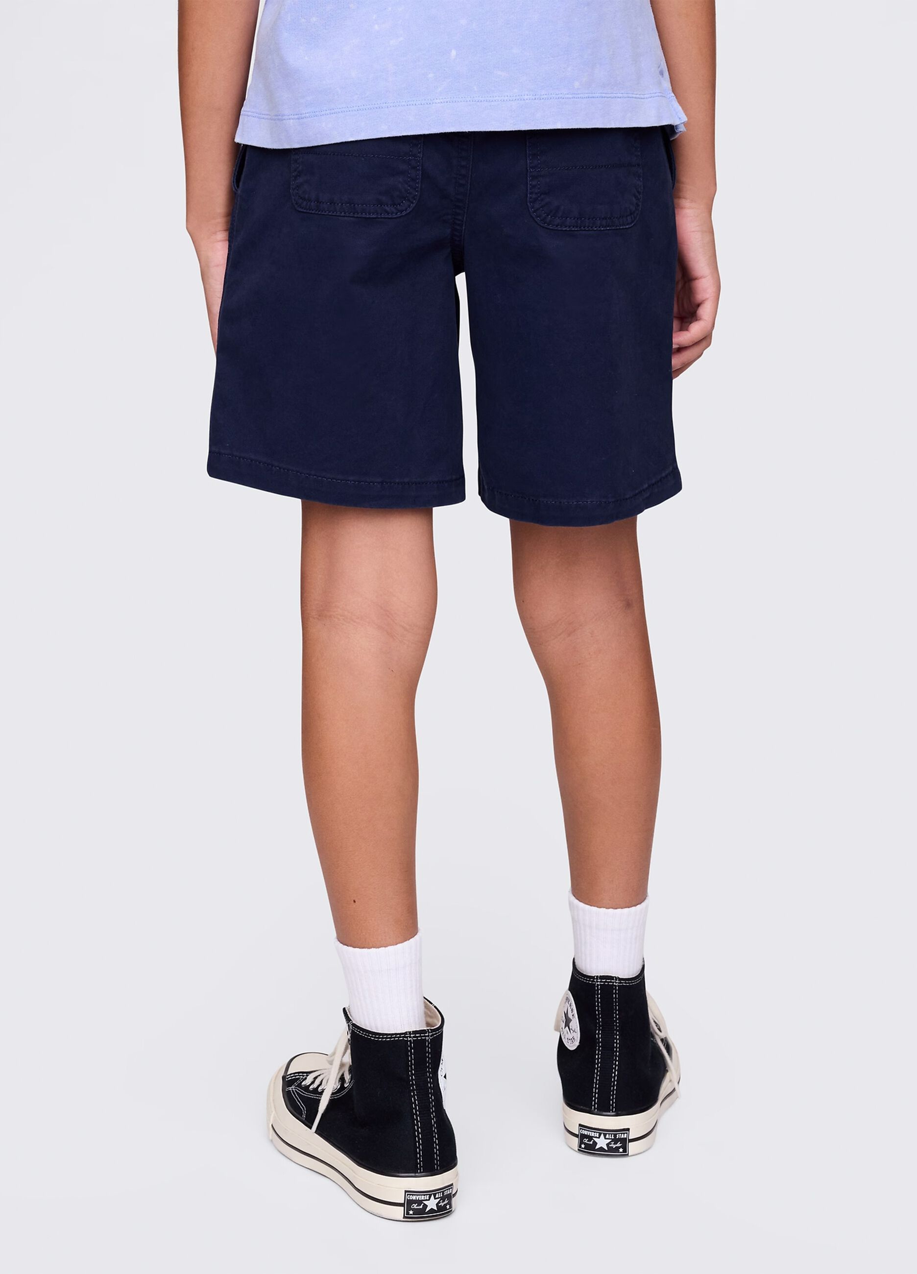 Shorts blu in cotone elasticizzato_2