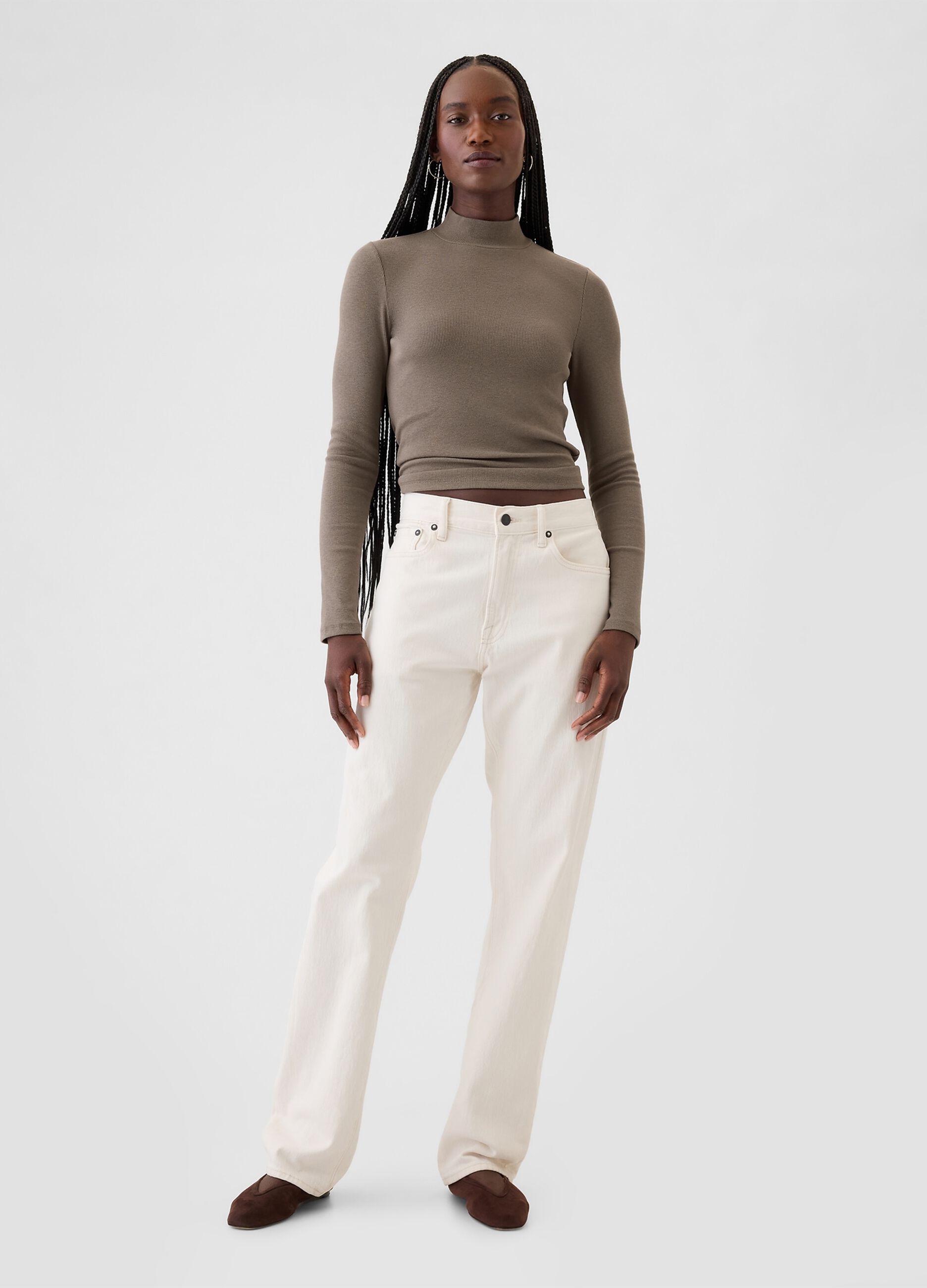 Ribbed T-shirt in stretch modal and cotton_1