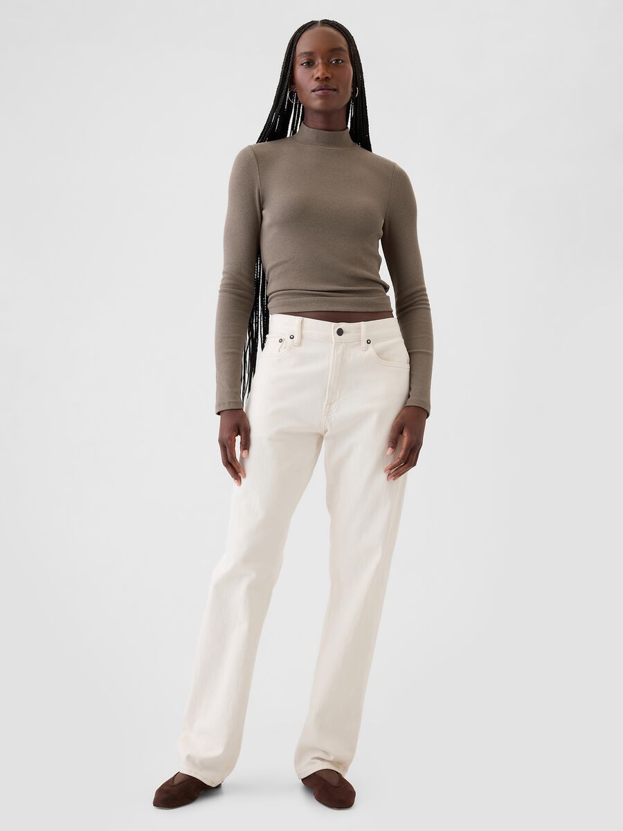 T-shirt a costine in cotone e modal stretch Donna_1
