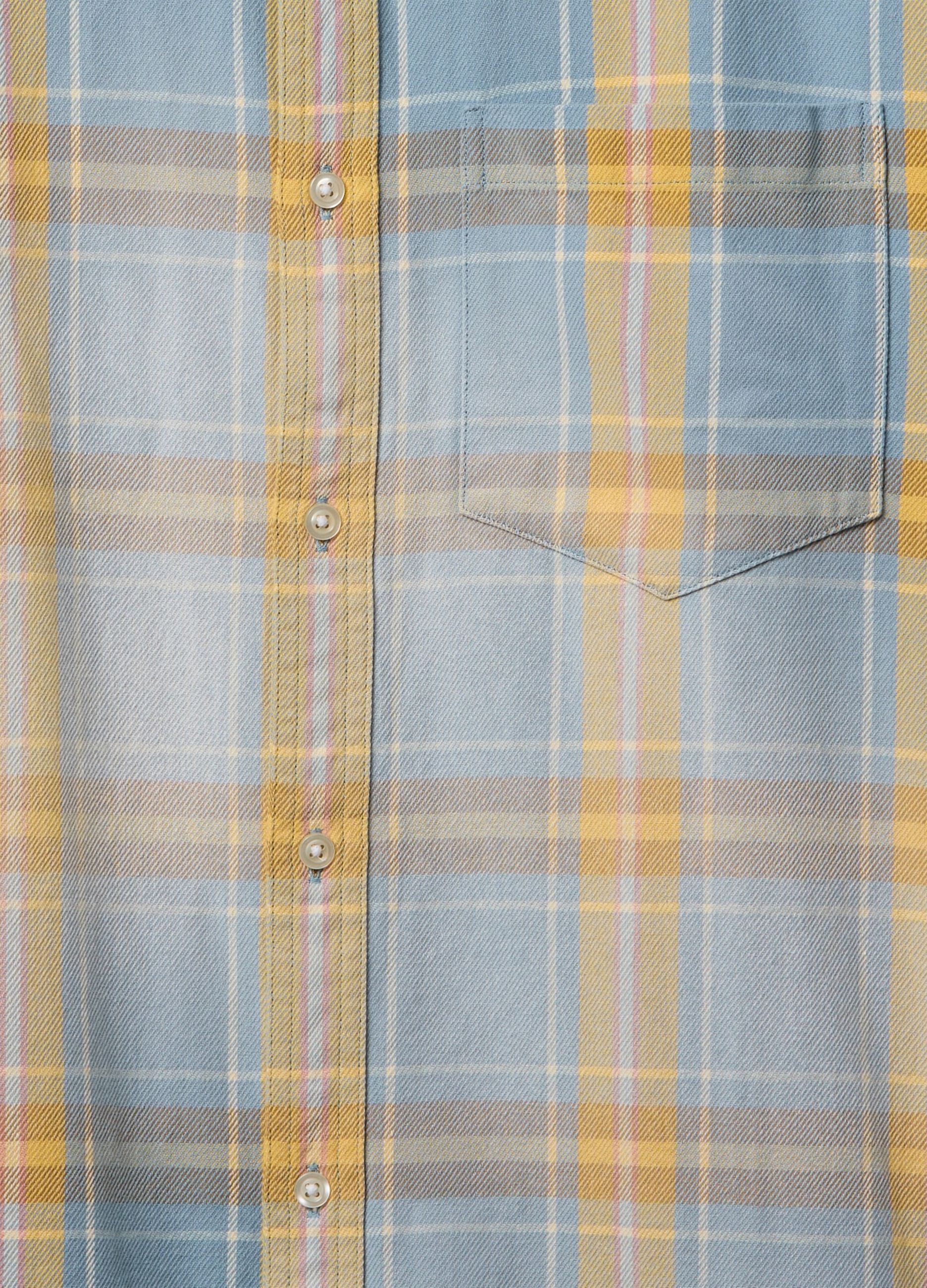 Camicia a quadri azzurri e gialli in cotone_4