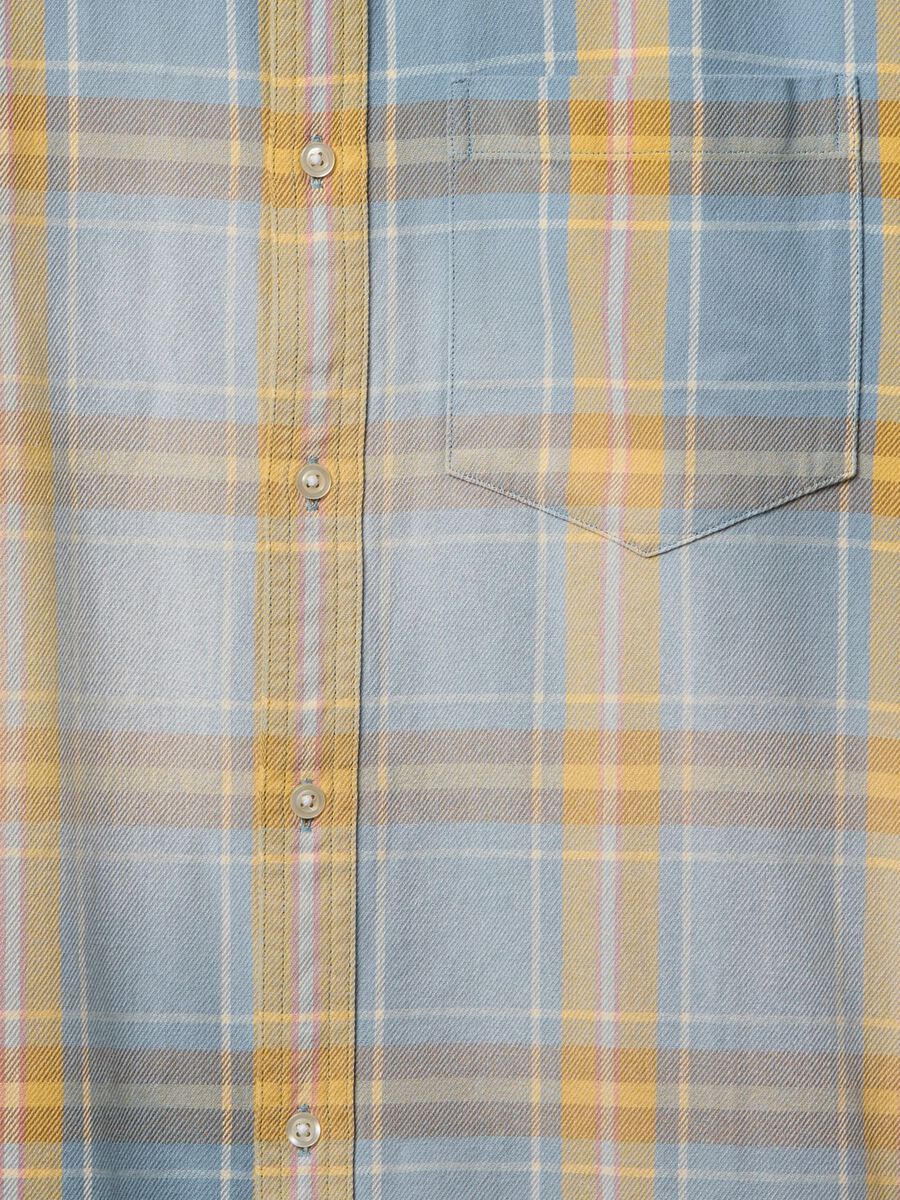 Camicia a quadri azzurri e gialli in cotone Uomo_4