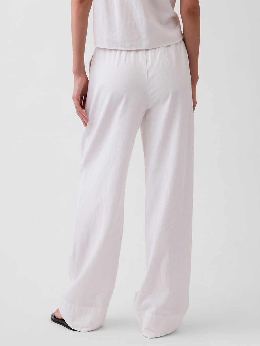 Pantaloni palazzo in misto lino Donna_2