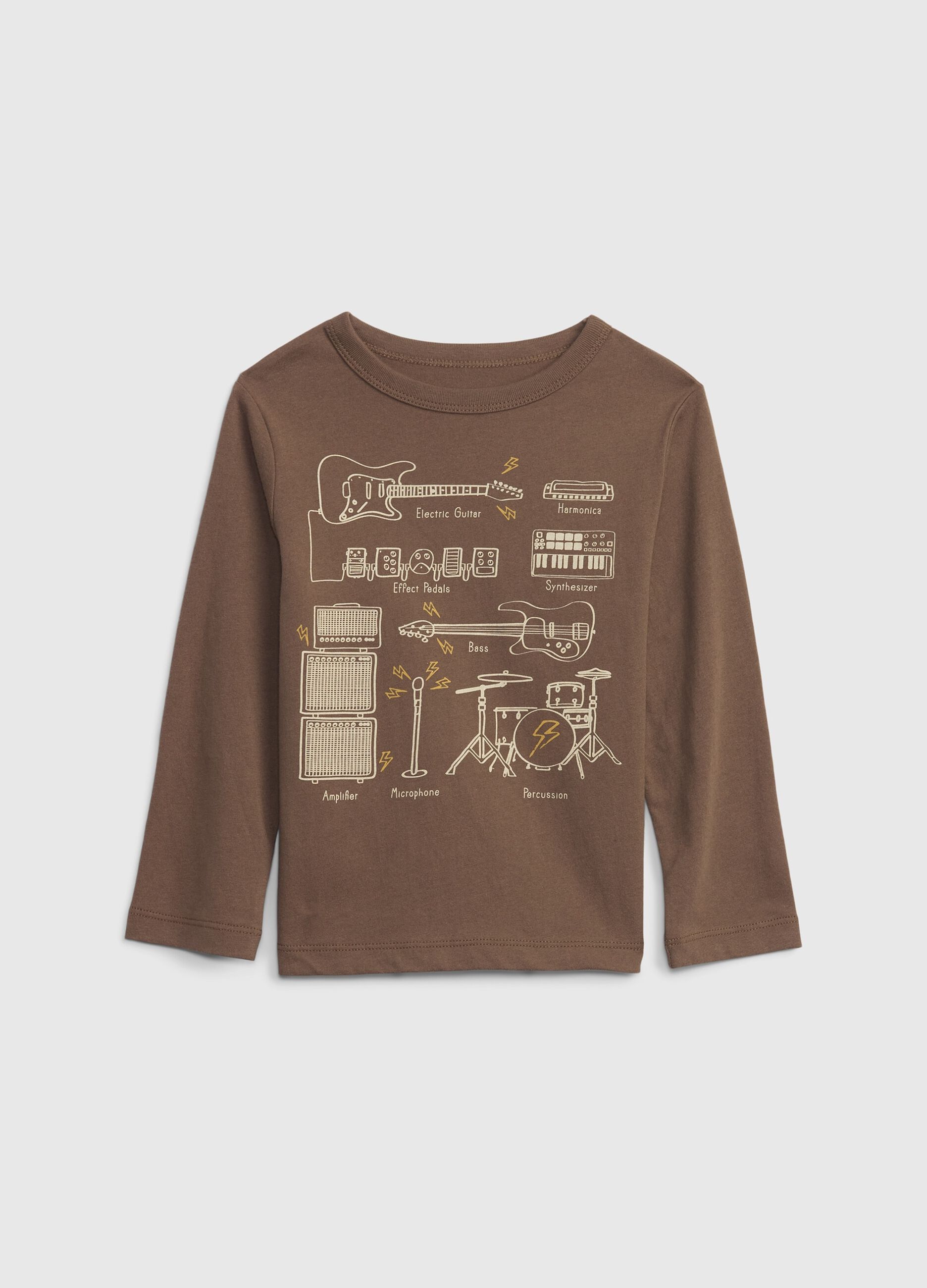 T-shirt con stampa strumenti musicali