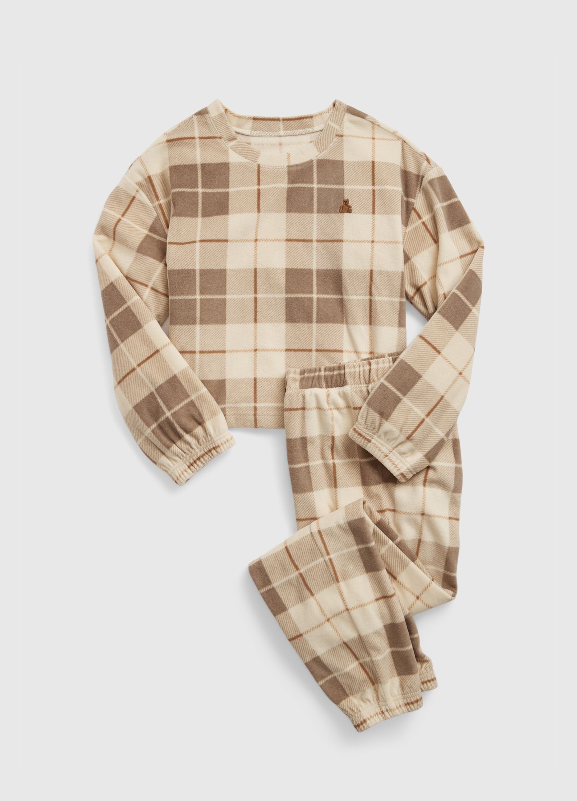 Full-length pyjamas in check flannel