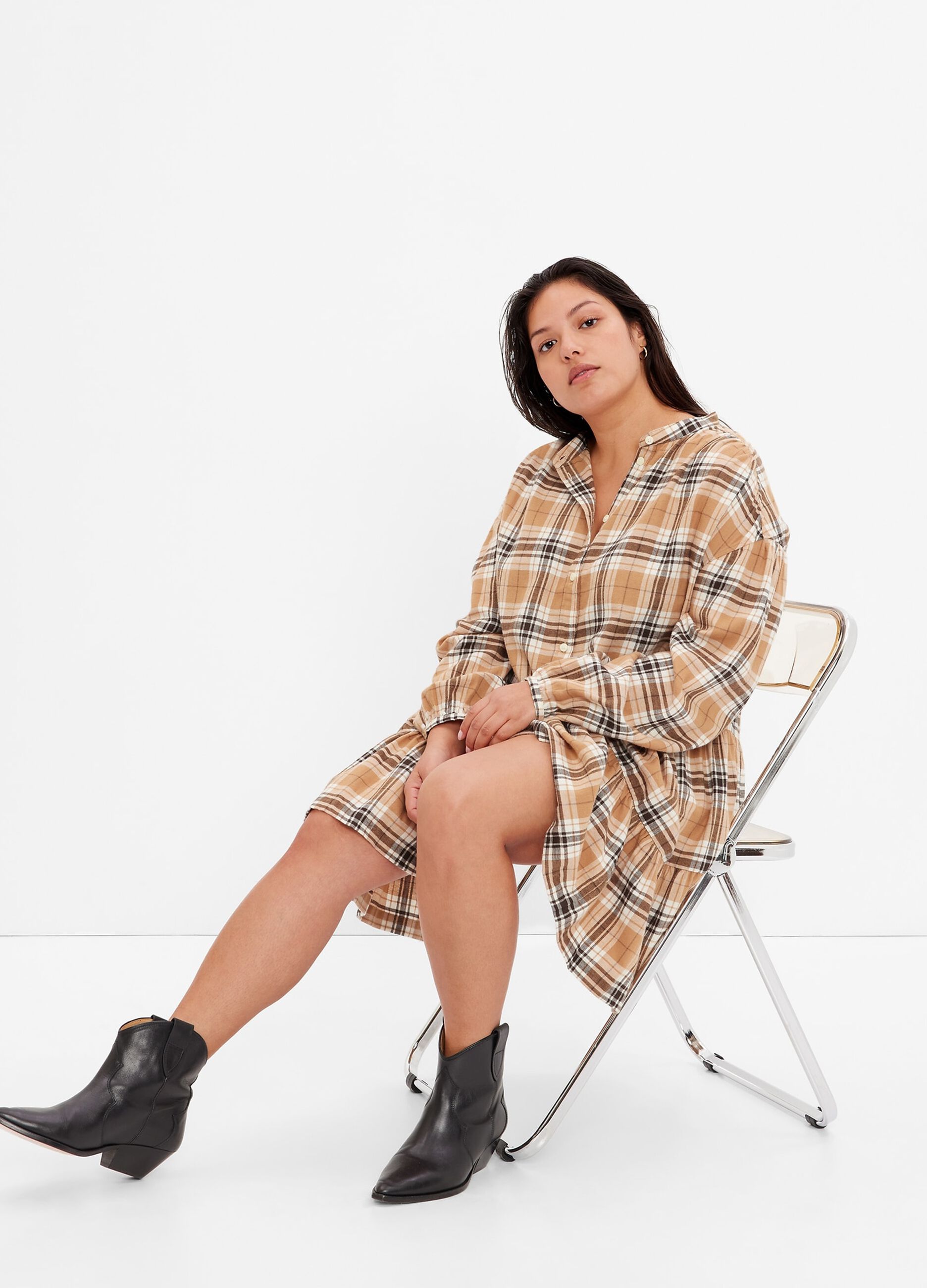 Short shirt dress with check pattern_1