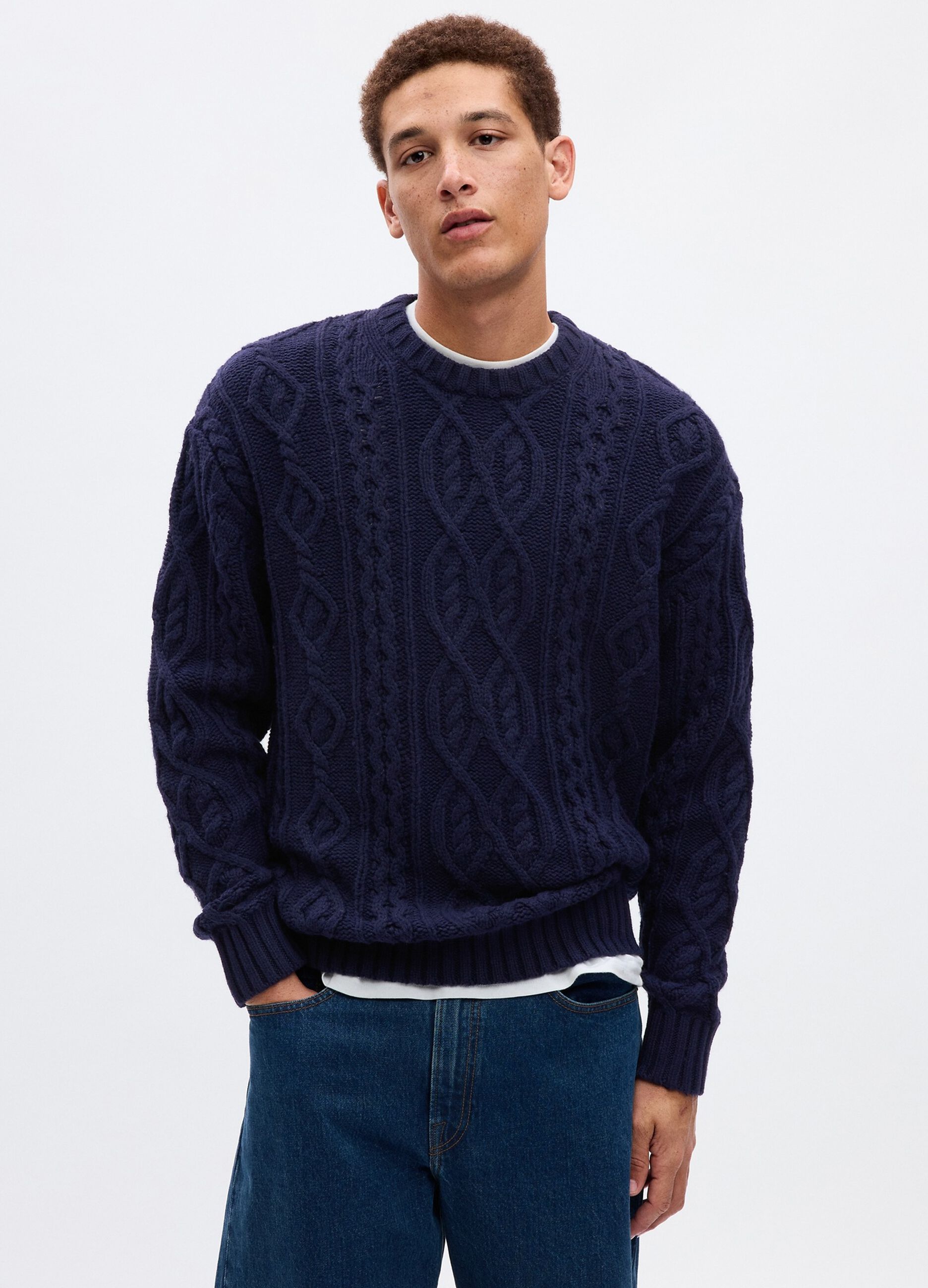 Pullover with woven design