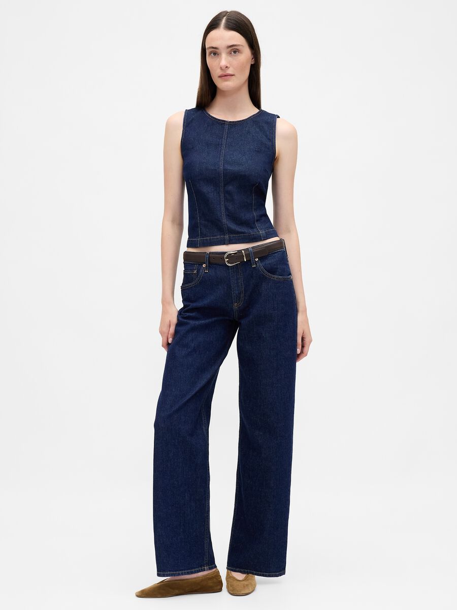 Pantaloni denim blu elasticizzati Donna_0