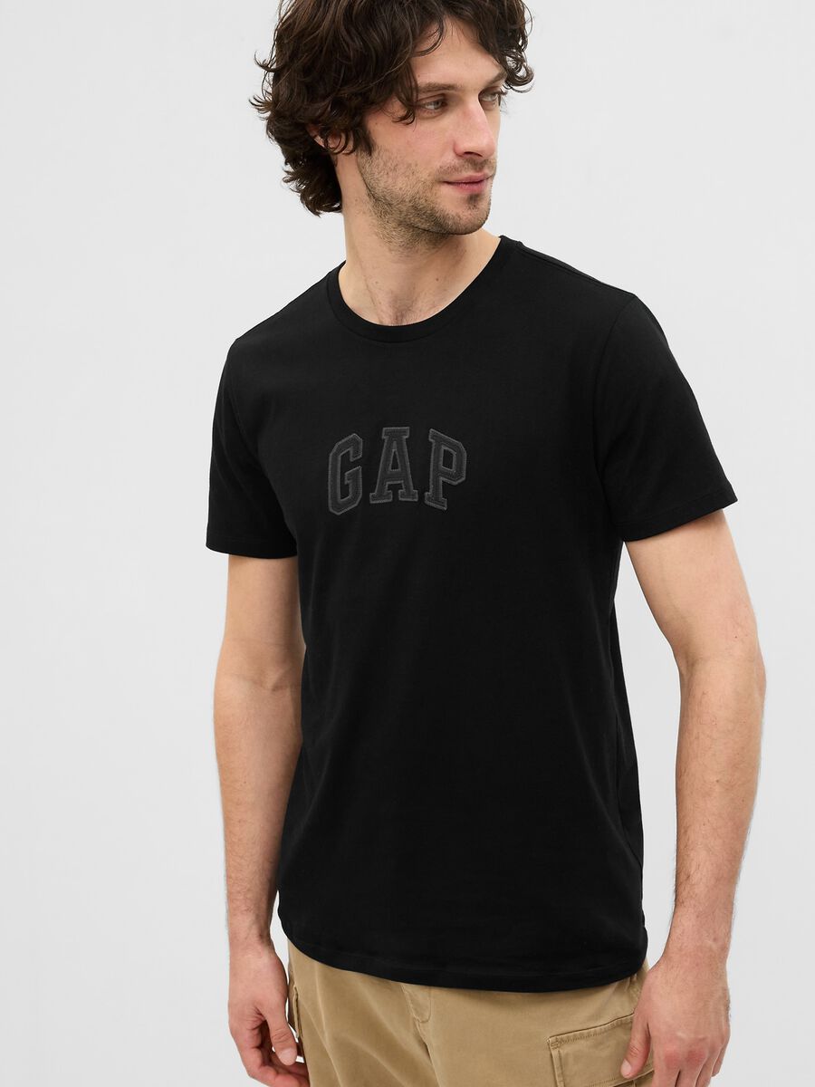 T-shirt in cotone con ricamo logo Uomo_0