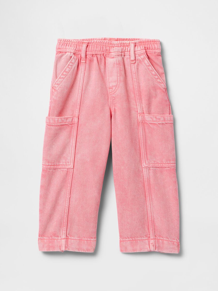 Pantaloni larghi rosa in cotone e Lyocell Bimba_2