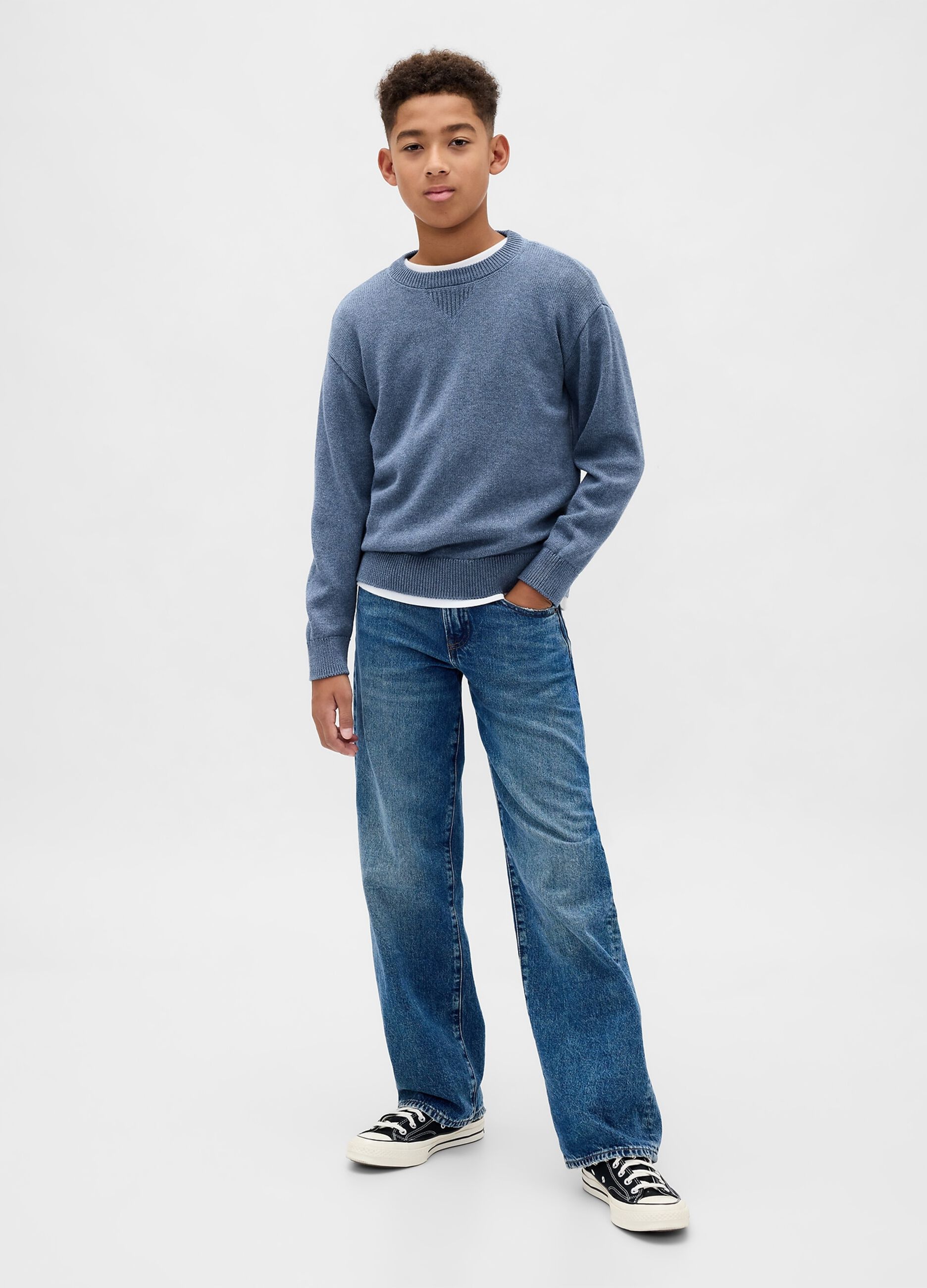 Maglione blu in cotone per bambino_2