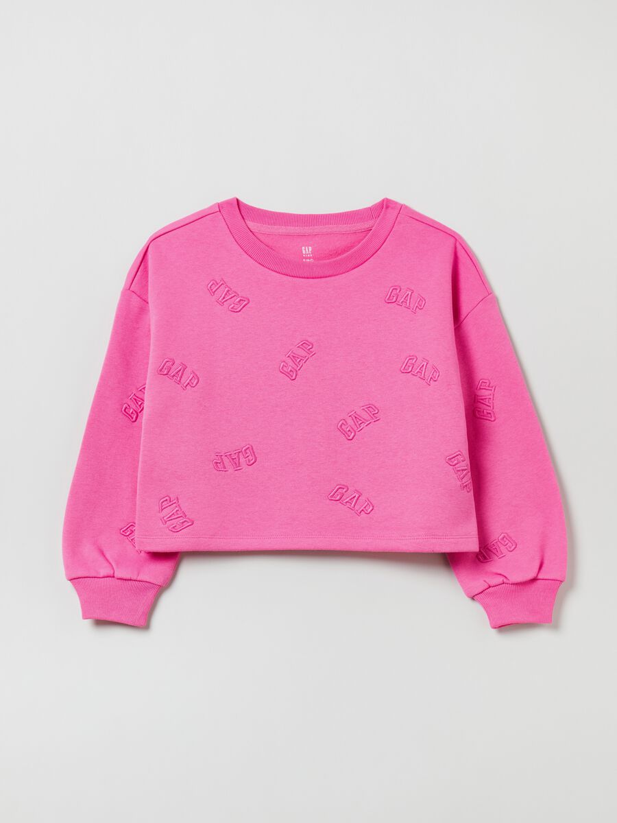 Crop sweatshirt with embroidered logo Girl_0