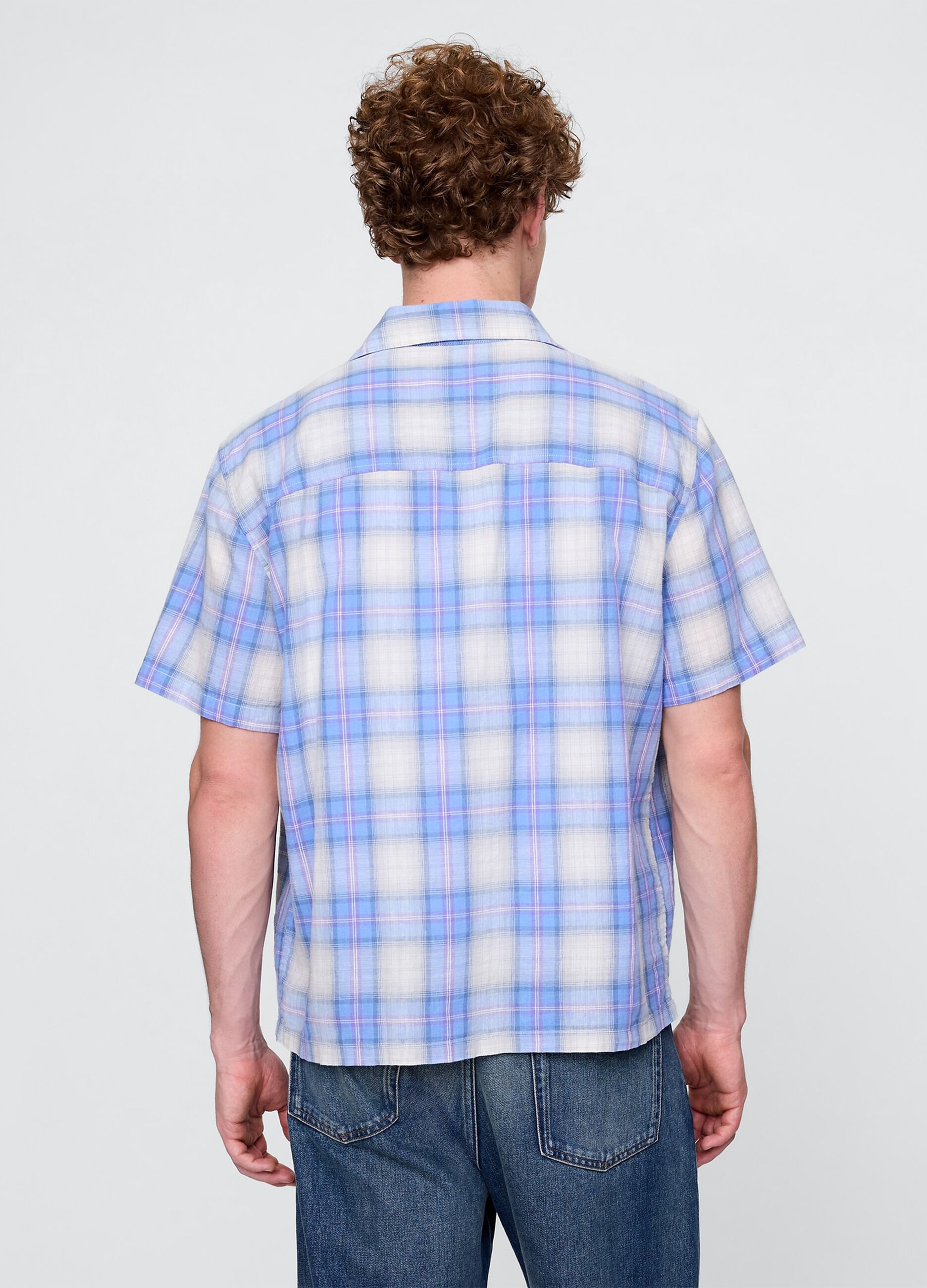 Camicia a quadri azzurra GAP_2
