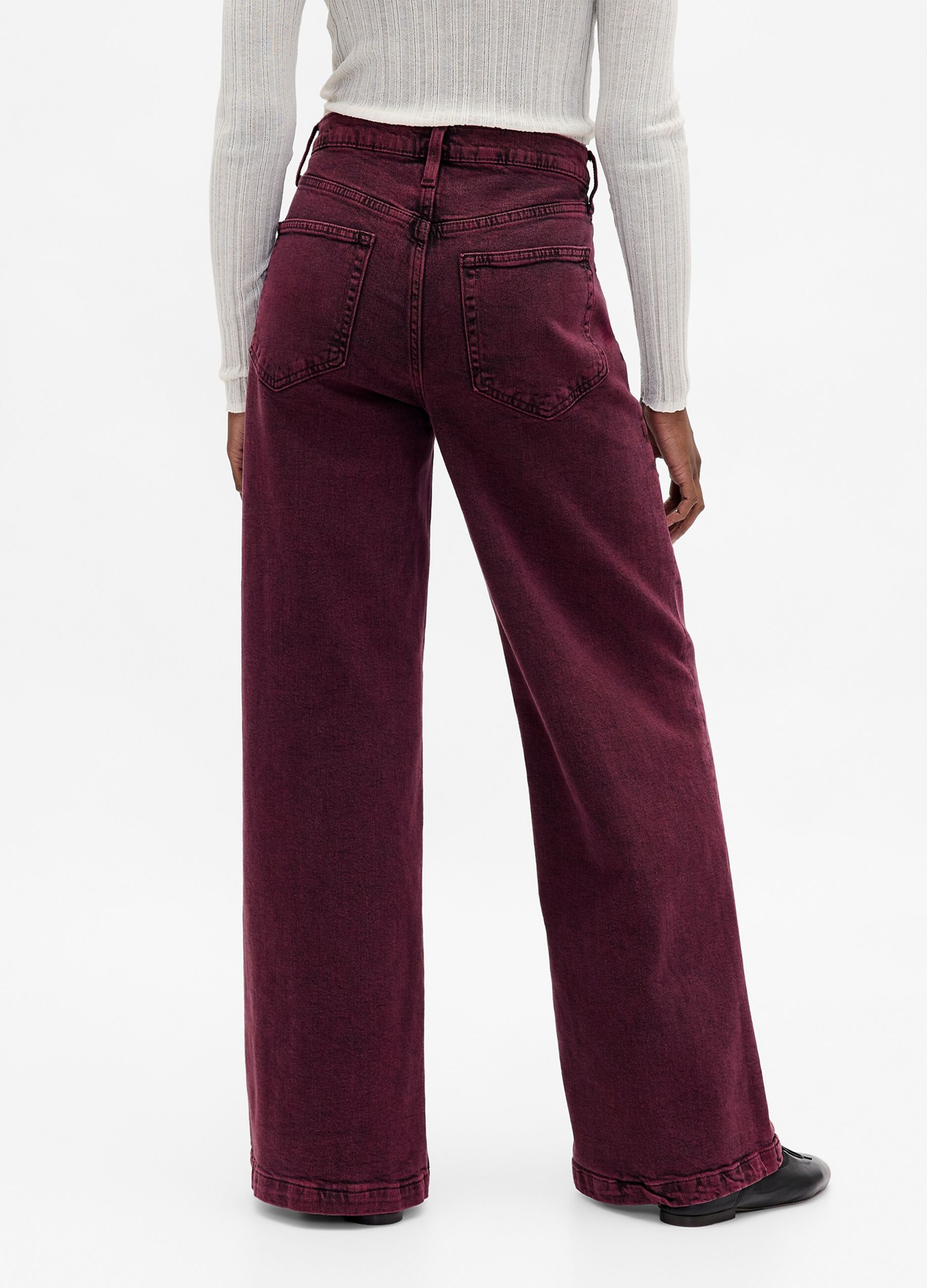 Purple wide-leg trousers in stretch cotton