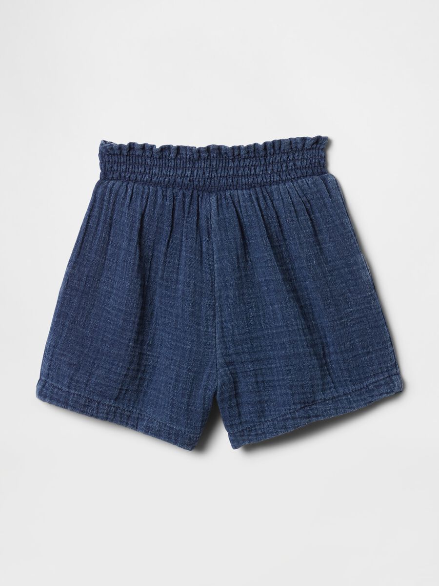 Shorts blu denim a vita alta con elastico Baby Girl_1