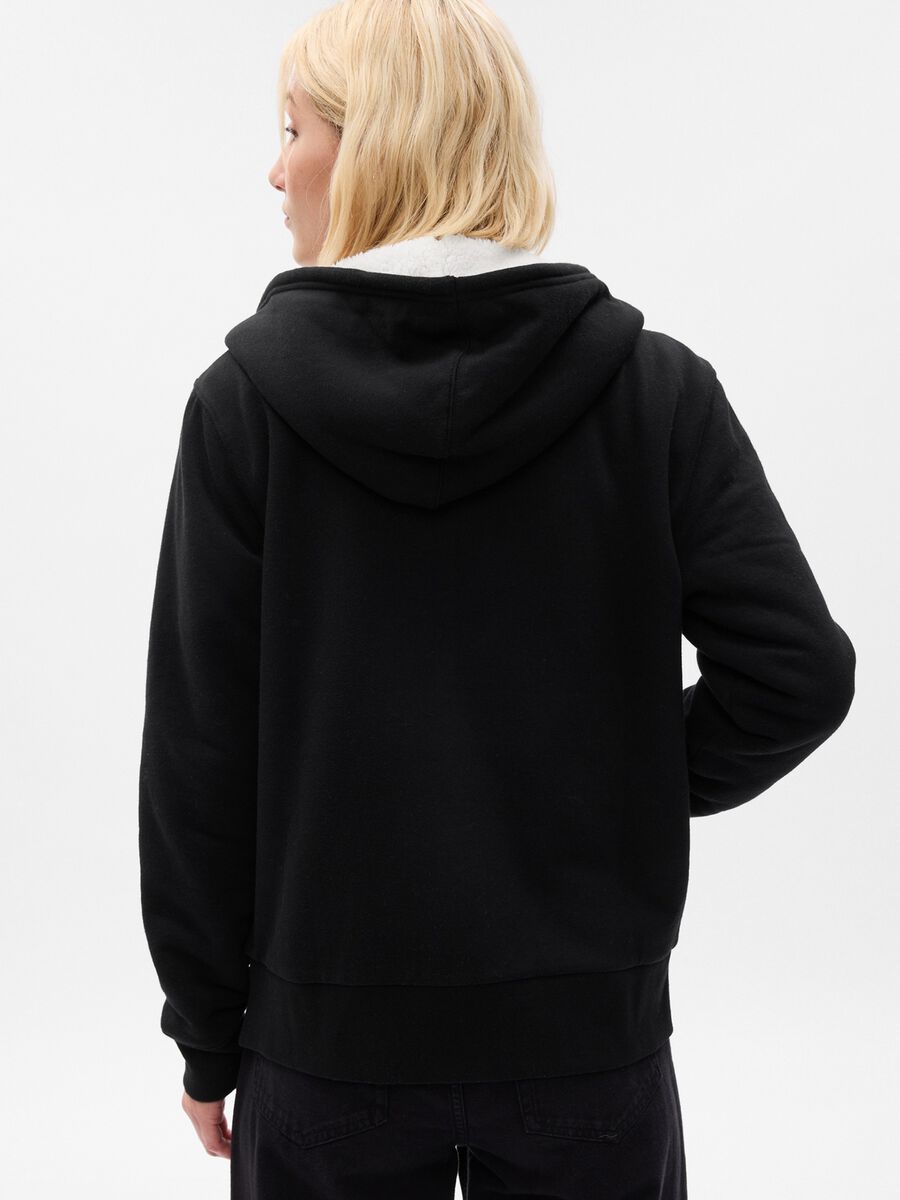 Full-zip sweatshirt with sherpa hood and lining Woman_1