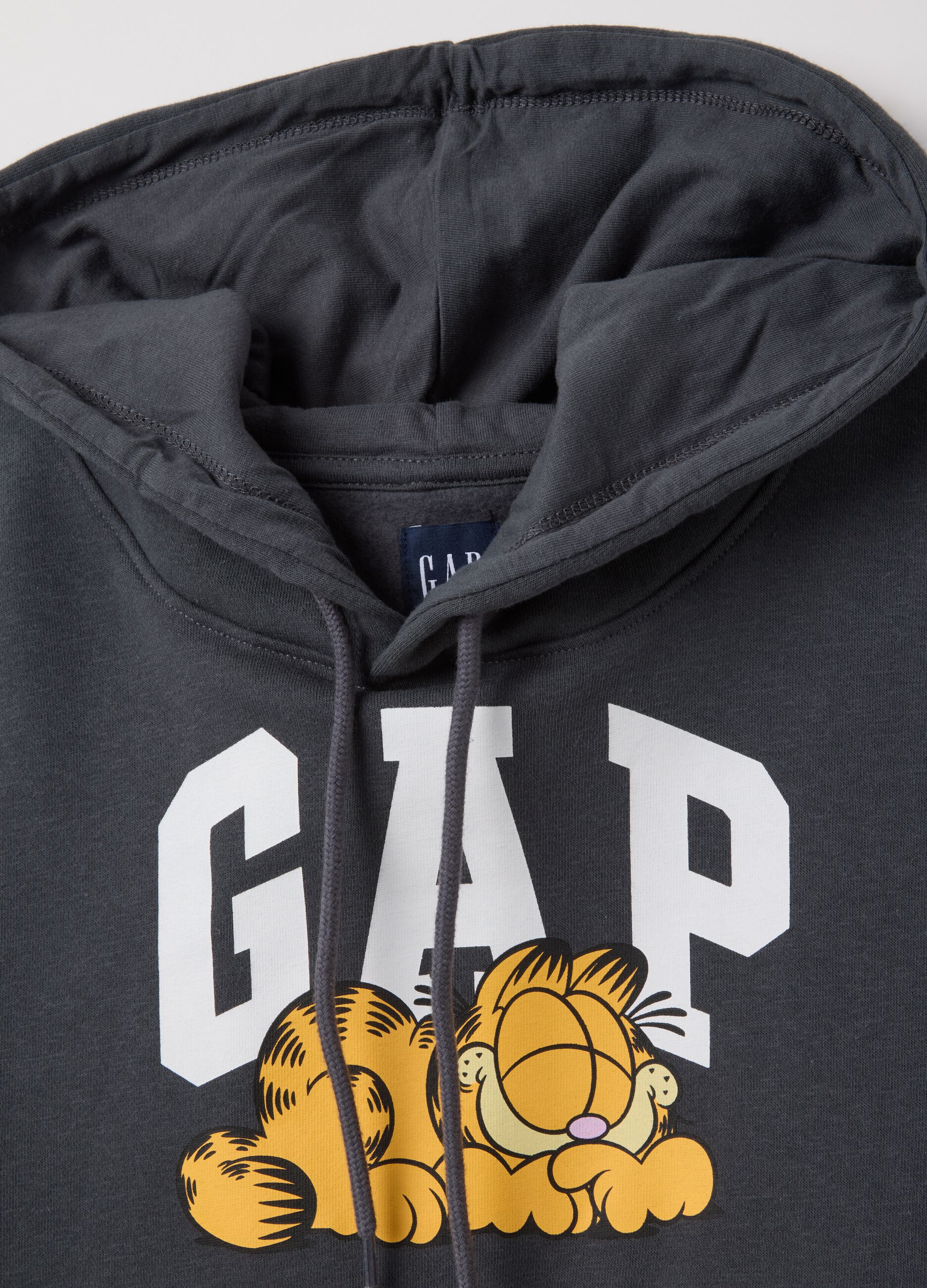 Felpa cropped con cappuccio Garfield grigio scuro_1
