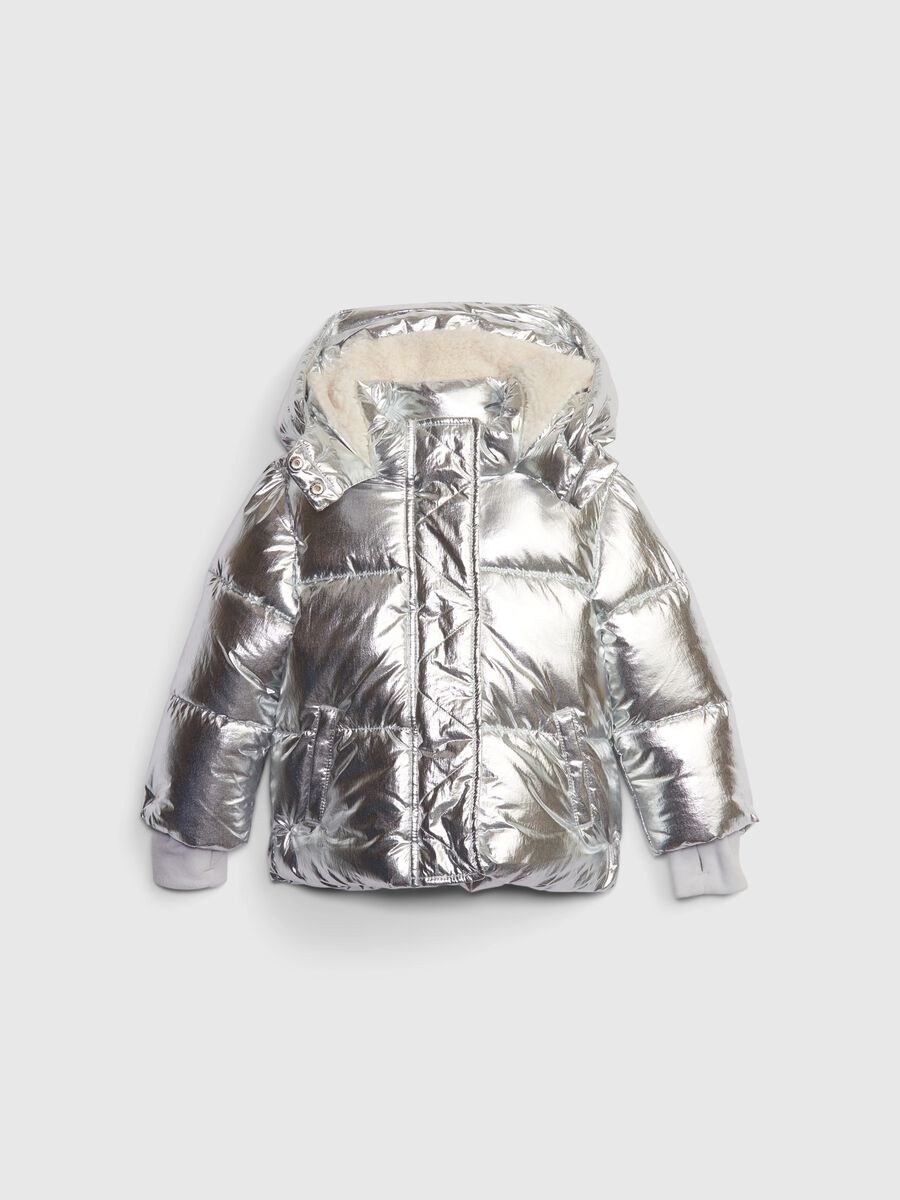 Metallic down jacket with hood Girl_2