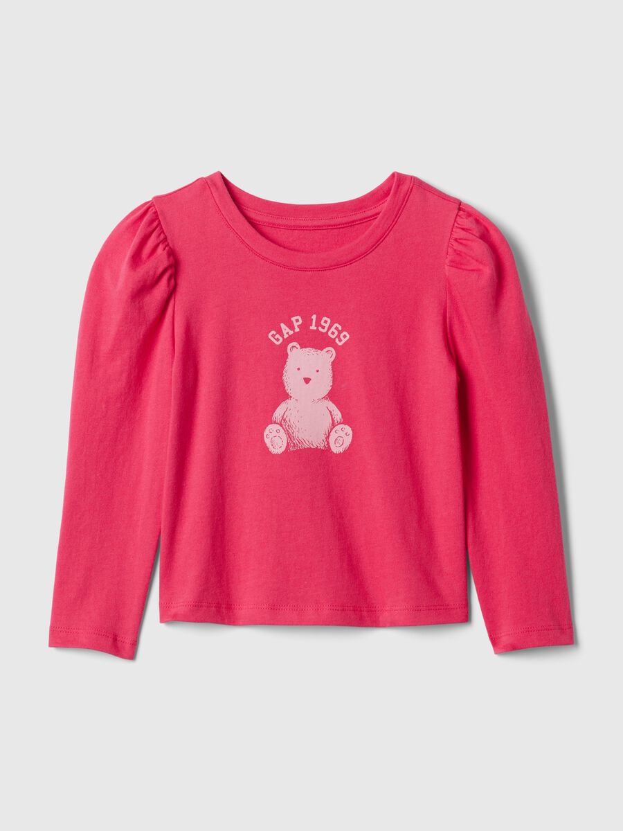T-shirt a maniche lunghe con stampa orsetto Bimba_0