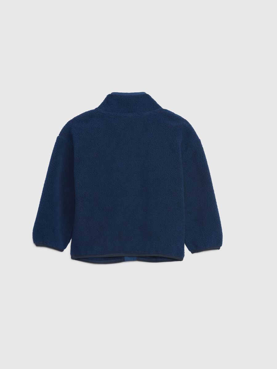 Fleece full-zip sweatshirt with teddy bear embroidery Newborn Boy_1