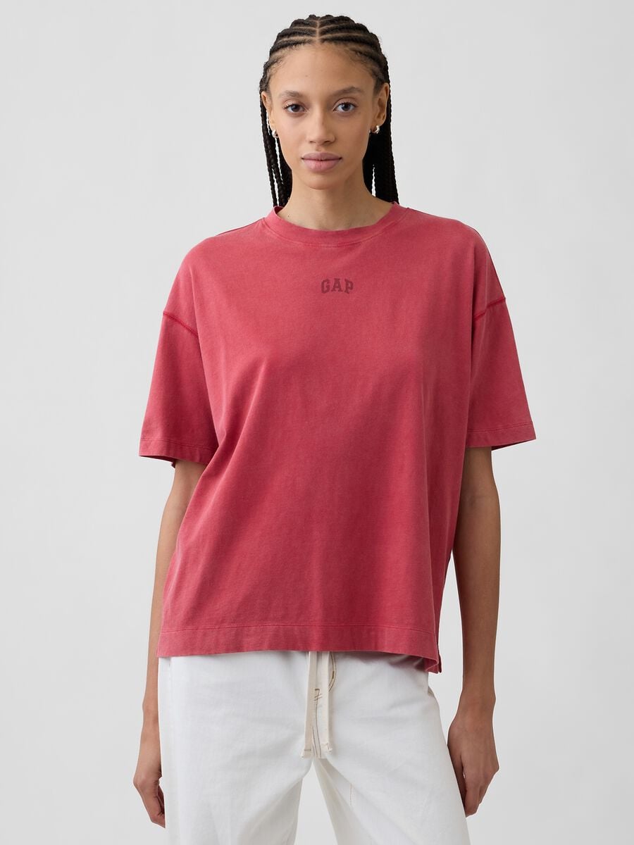 T-shirt a maniche corte in puro cotone con logo GAP Donna_0