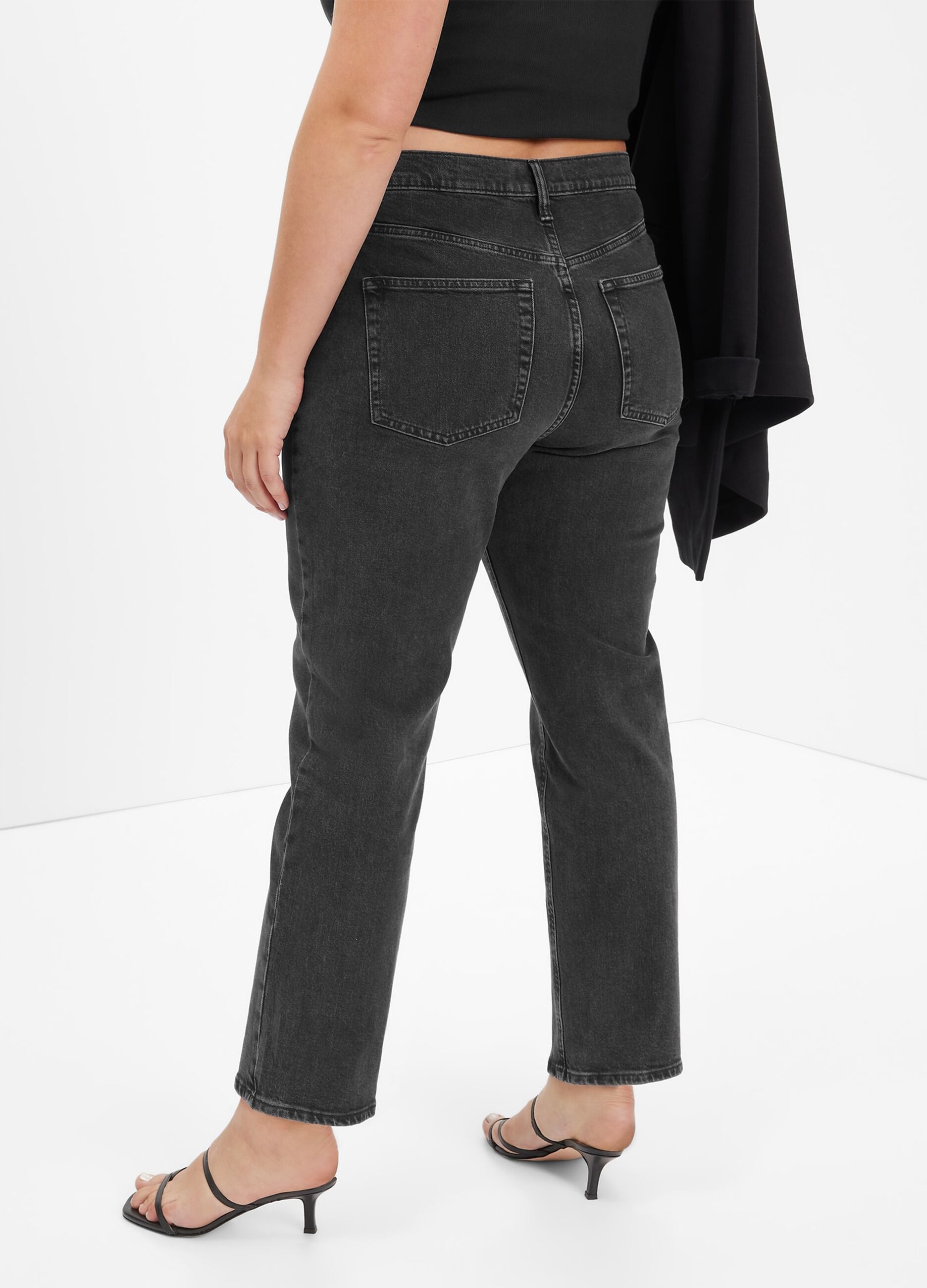 Dark-wash straight-fit jeans