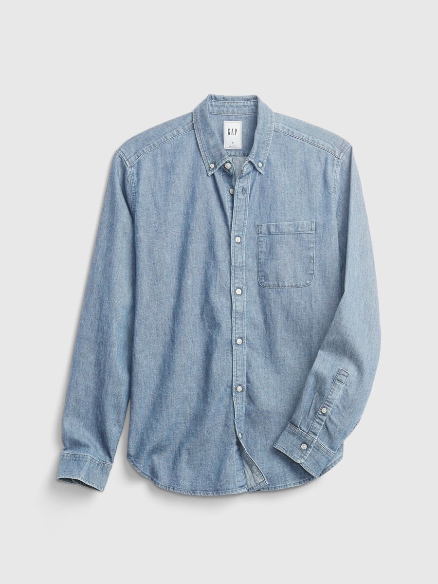 Camicia in denim con tasca Uomo_4