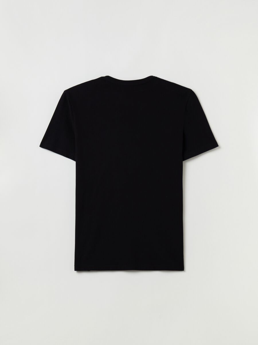 T-shirt in cotone scollo a V Uomo_2