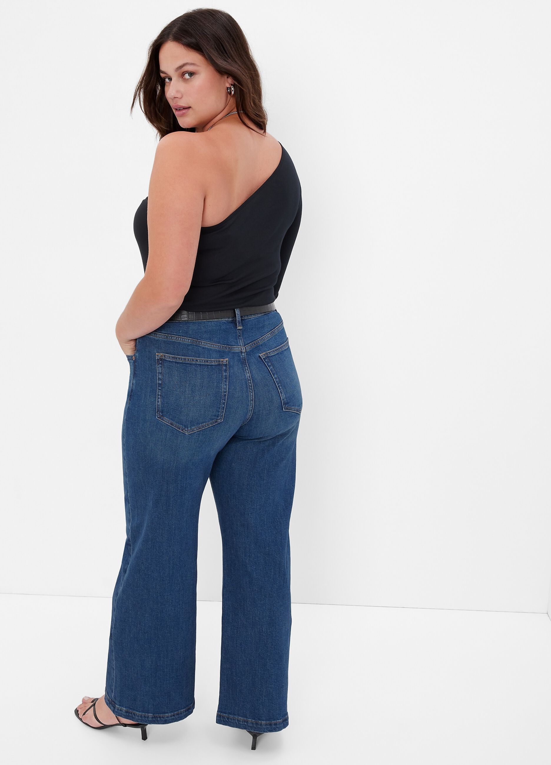 Jeans wide leg a vita alta