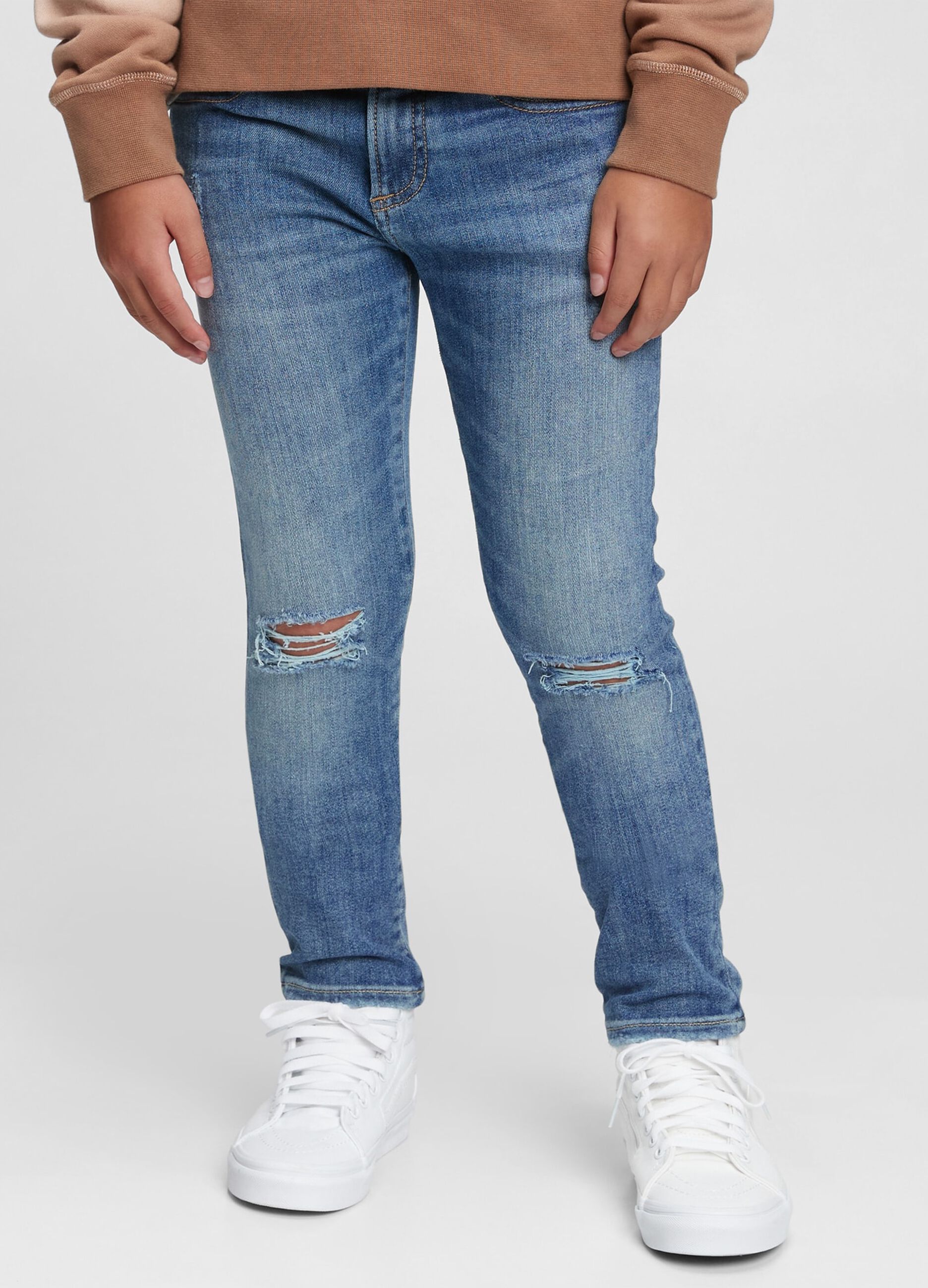 Jeans skinny fit con abrasioni_0