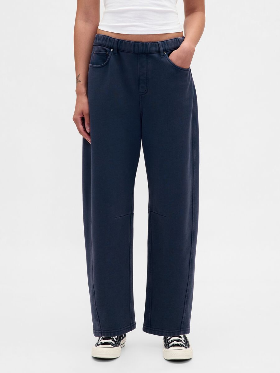 Blue Cotton Blend Trousers Woman_1