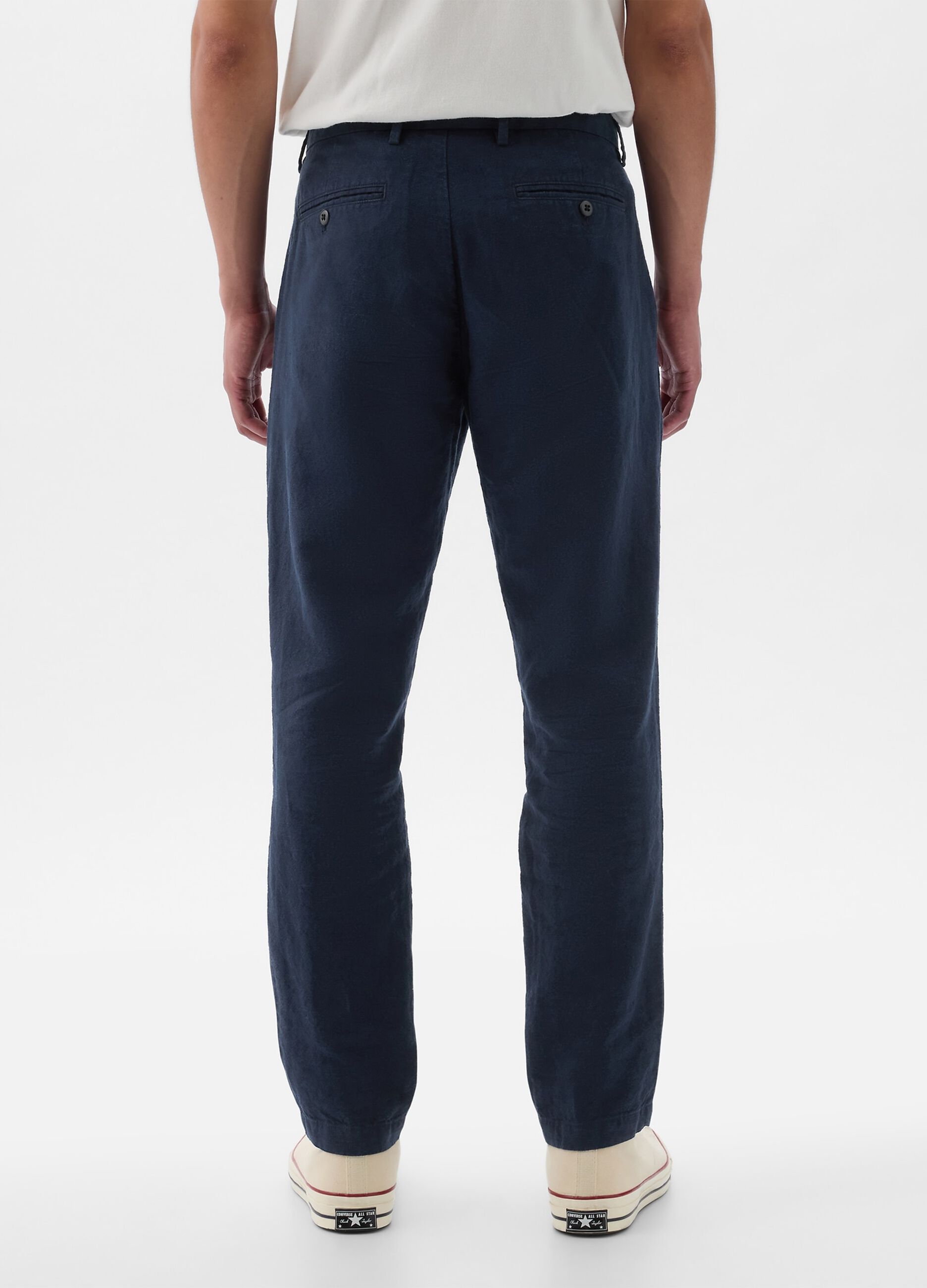 Slim-fit trousers in linen and cotton_2