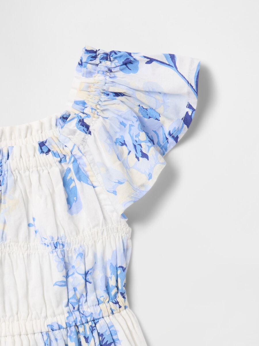 Vestito estivo con stampa floreale bianca e blu Bimba_3