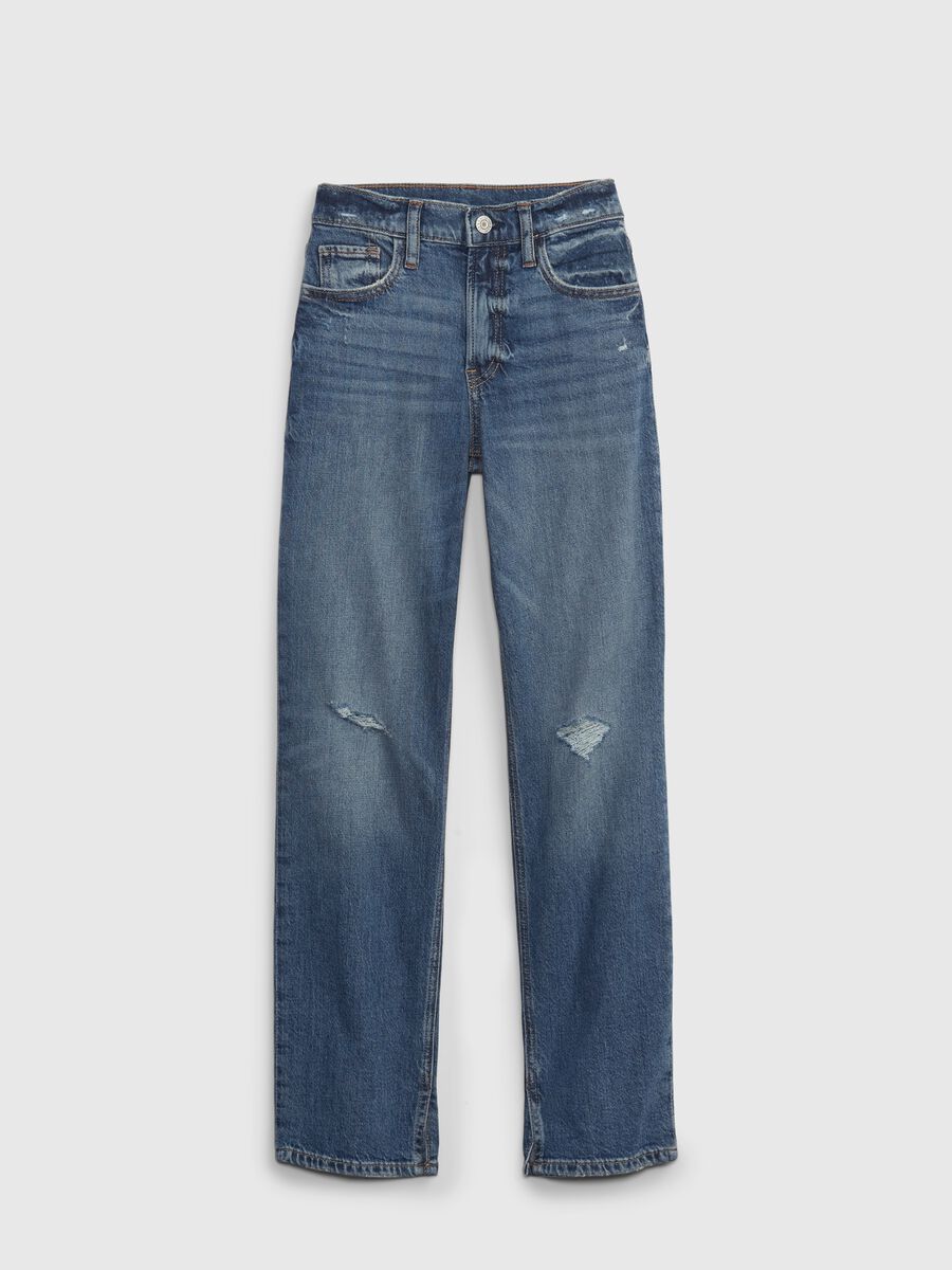 Straight-fit jeans with abrasions Girl_0