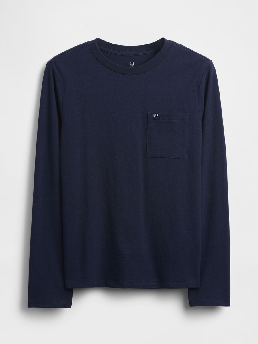 Maglia a maniche lunghe blu in cotone Bambino_0
