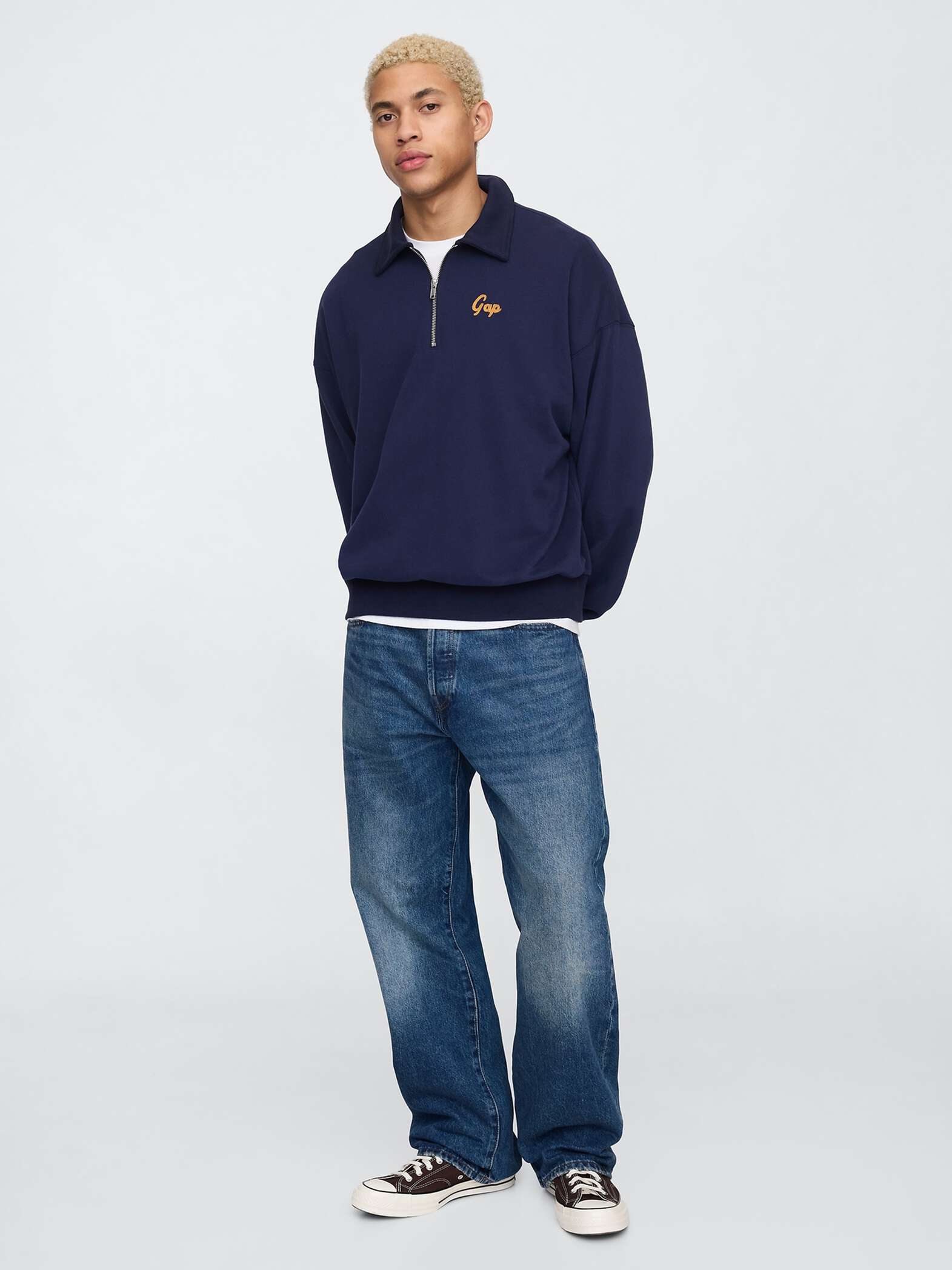 Felpa blu con zip a mezza lunghezza Gap_1