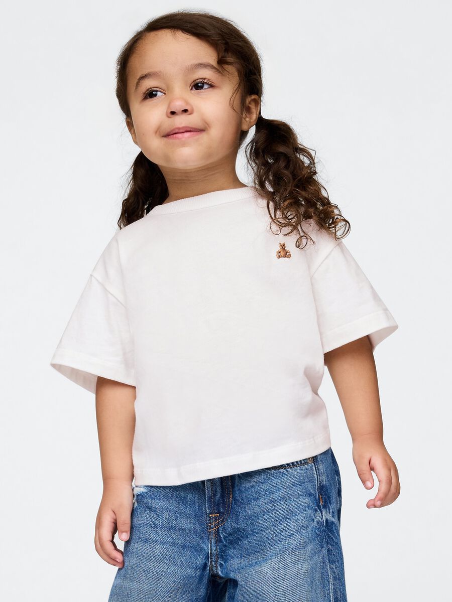 T-shirt bianca da bambina con ricamo Baby Girl_0