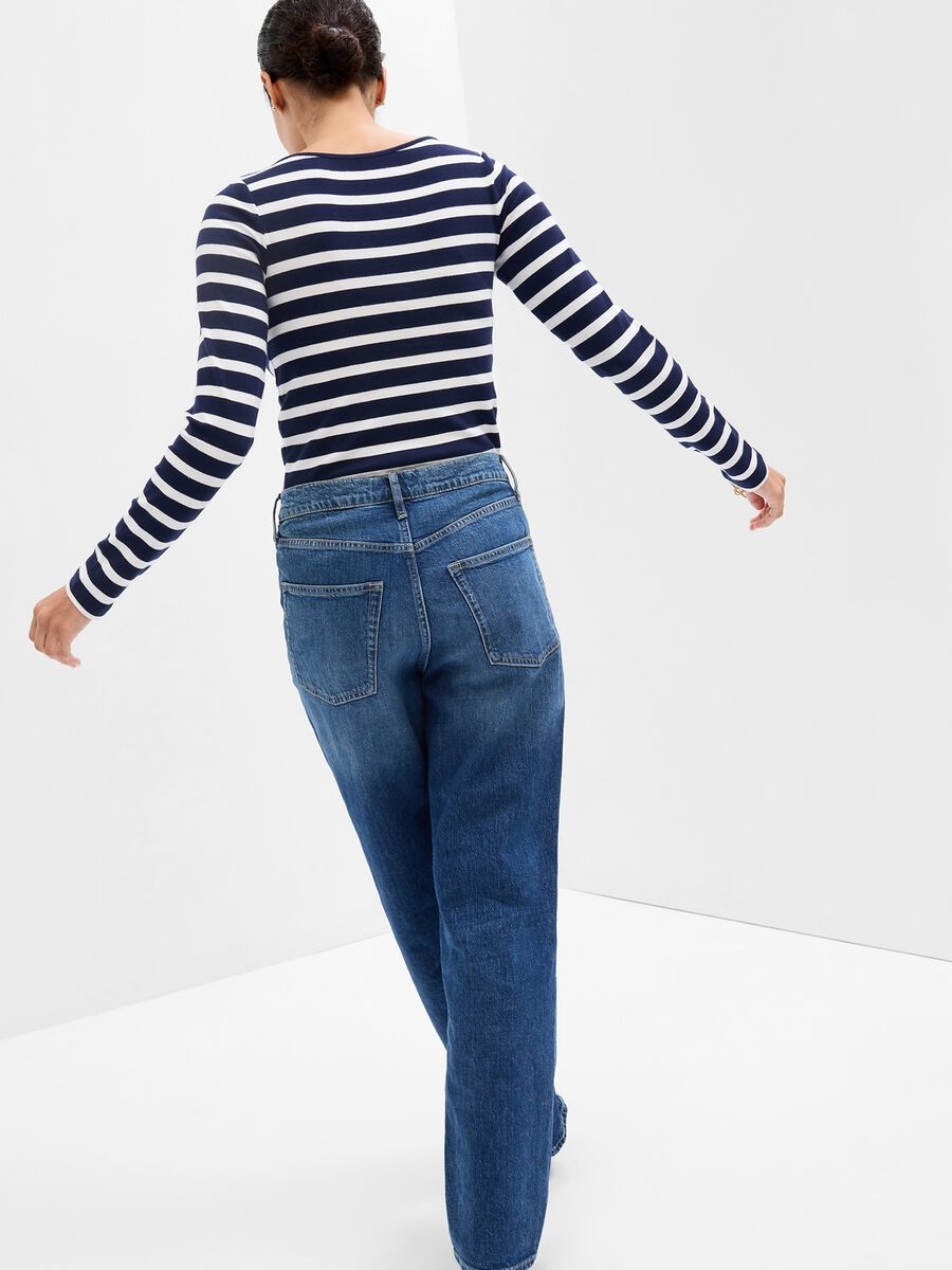 T-shirt a righe con scollo a barca Donna_1