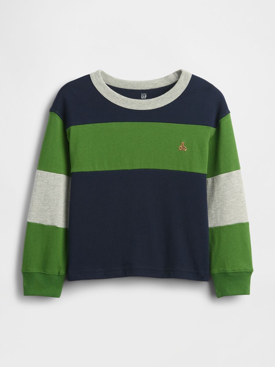 Maglia a righe blu e verde a maniche lunghe Bambino_0