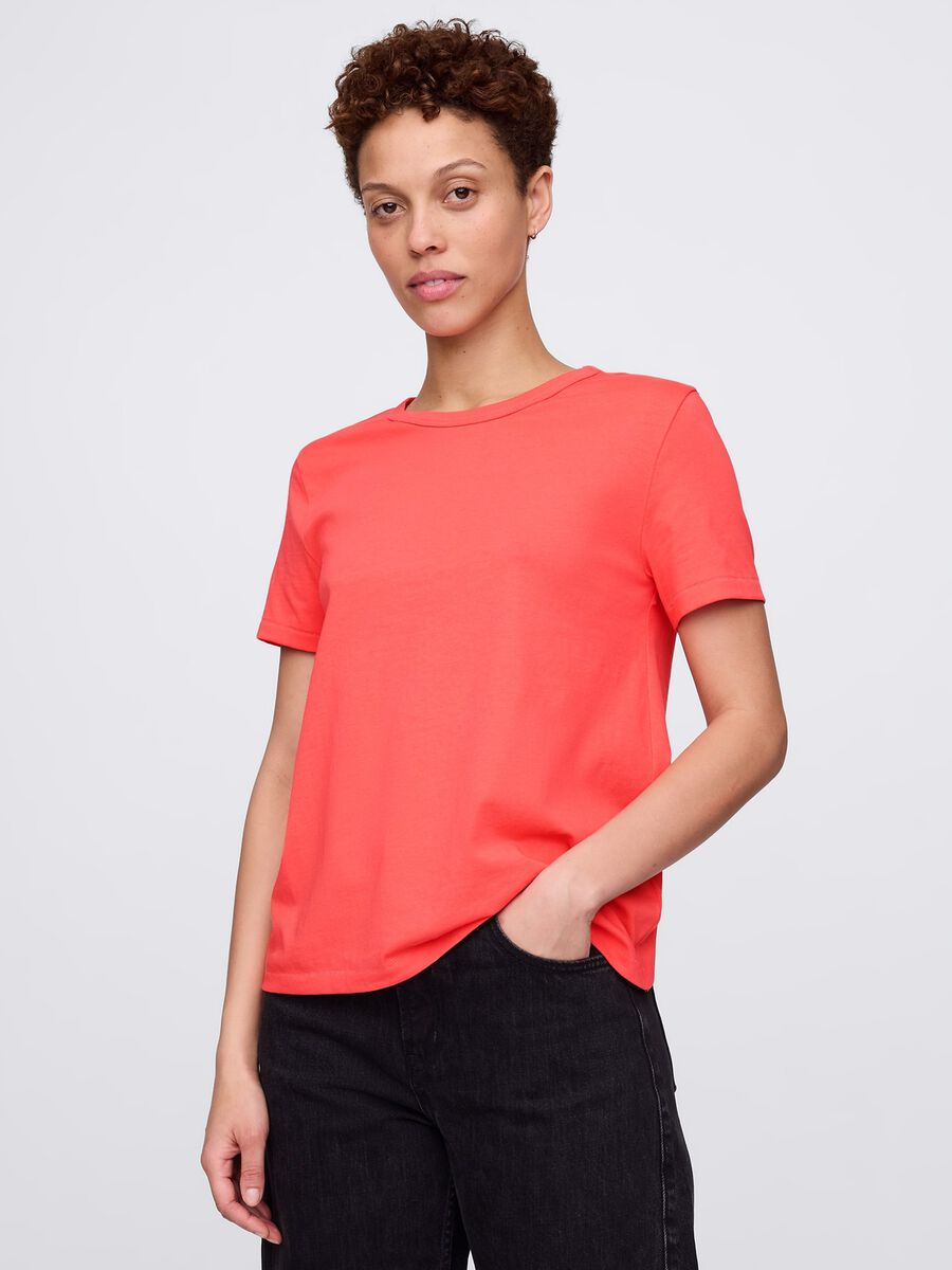 T-shirt a maniche corte arancione in puro cotone Gap Donna_0