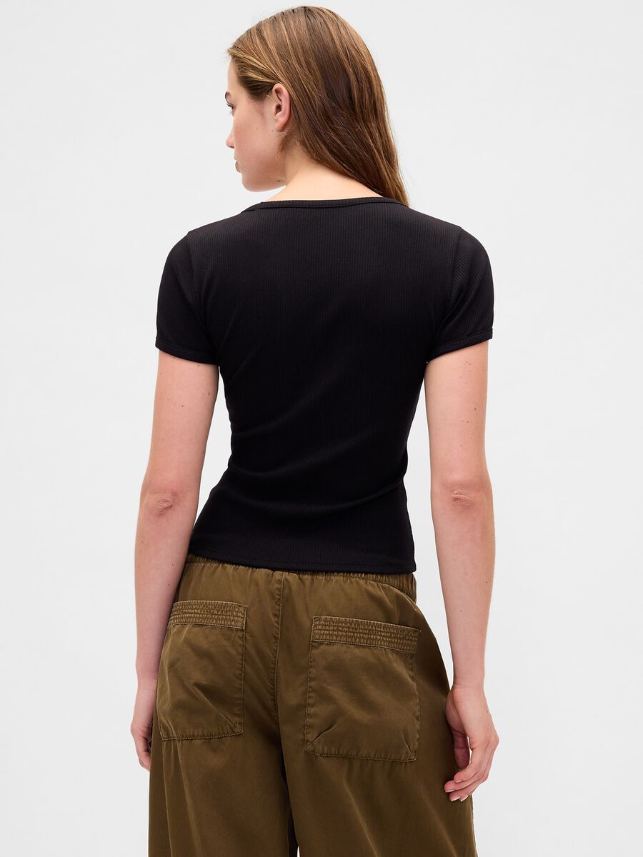 Black short sleeve stretch t-shirt Woman_1