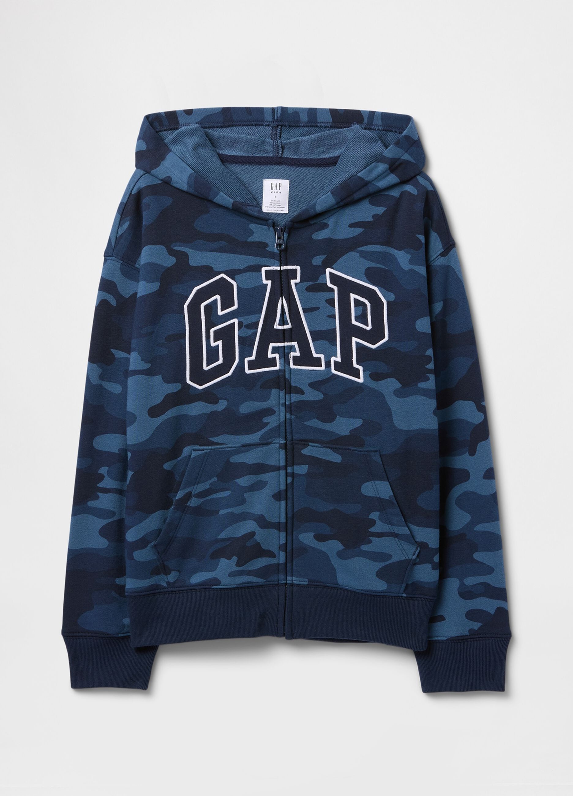 Felpa con logo GAP, cappuccio e zip in misto cotone