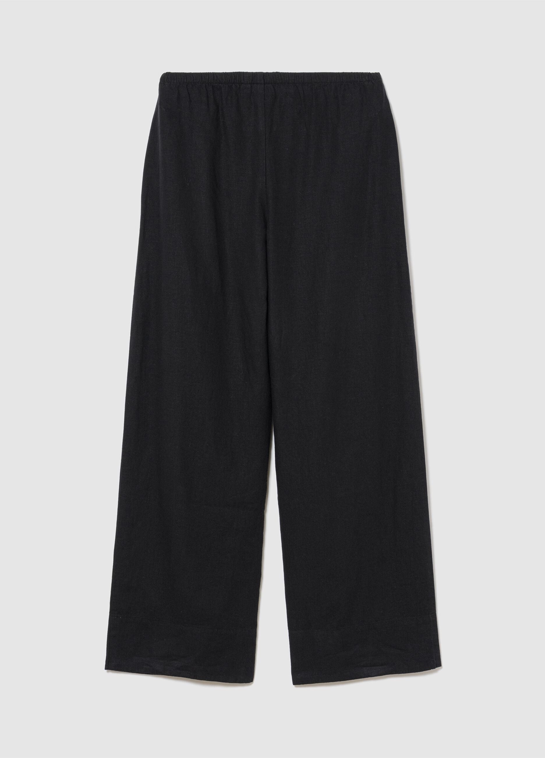 Pantaloni in misto lino a gamba ampia