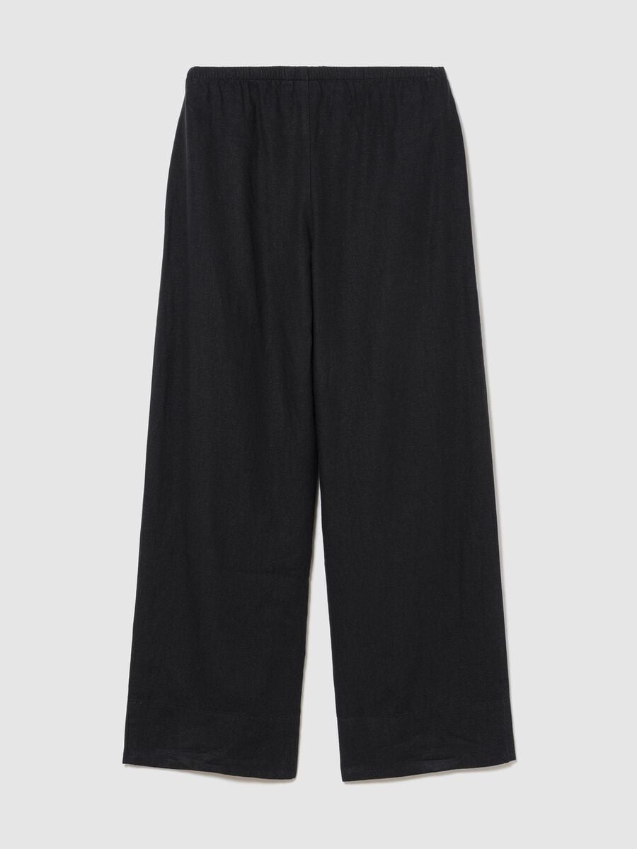 Pantaloni in misto lino a gamba ampia Donna_5