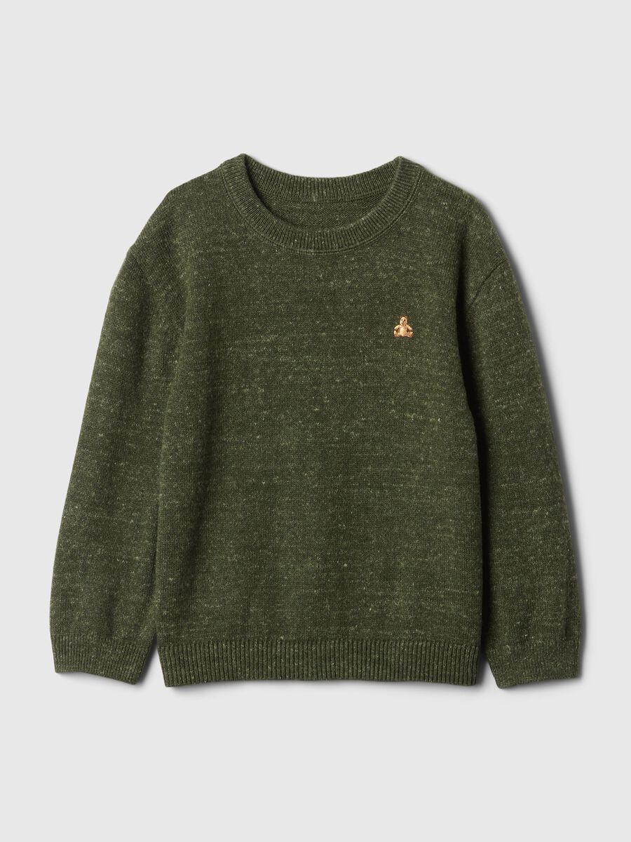 Pullover effetto mouliné con ricamo orsetto Bimbo_0