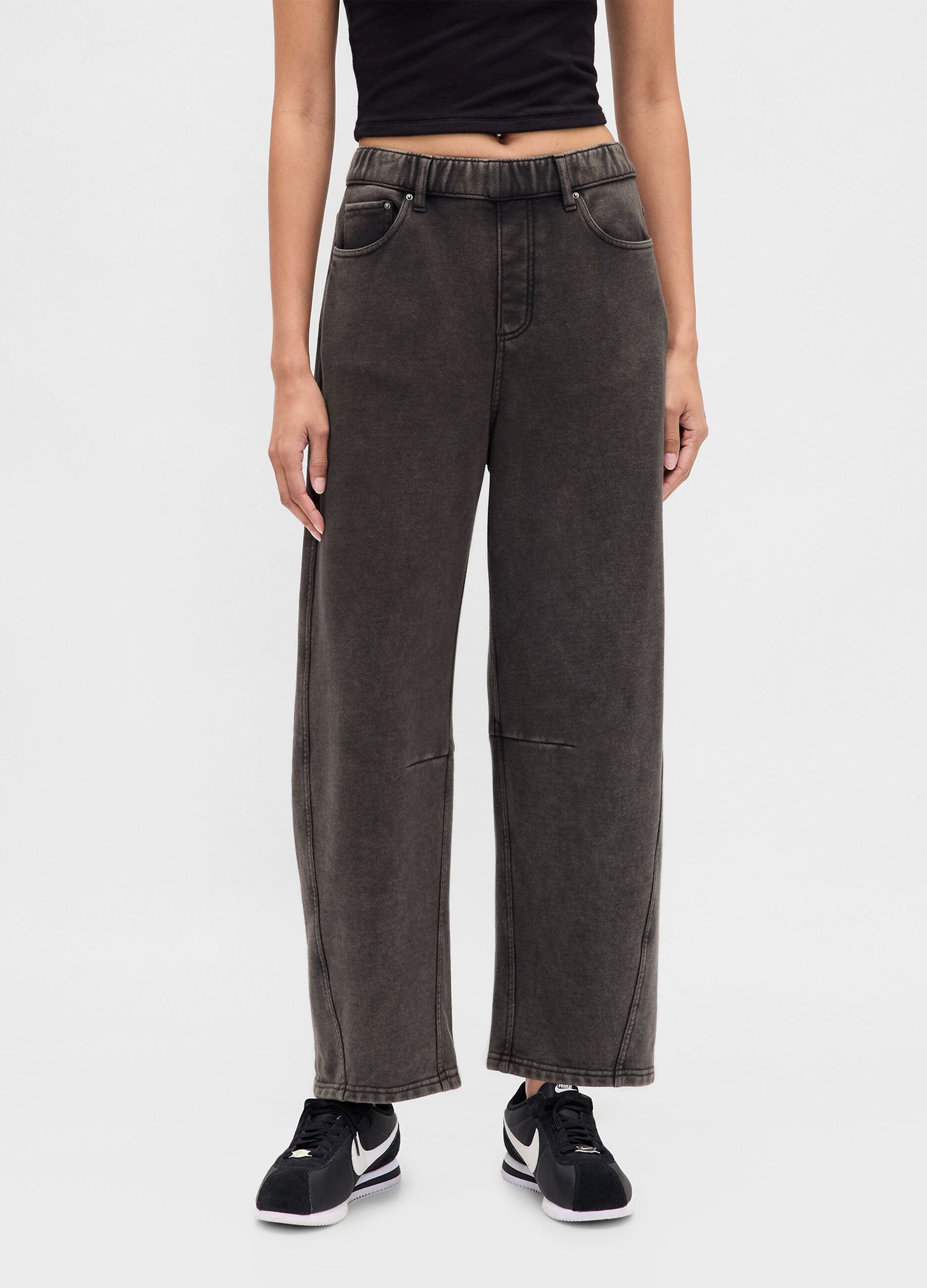 Pantaloni in misto cotone a gamba larga